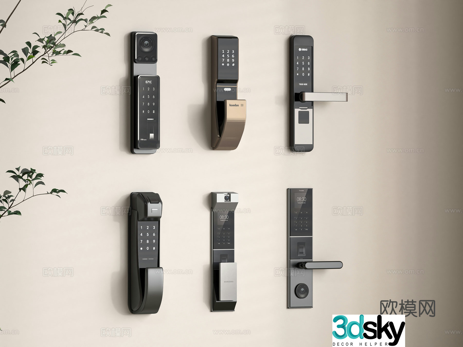 Modern door handle 3d model