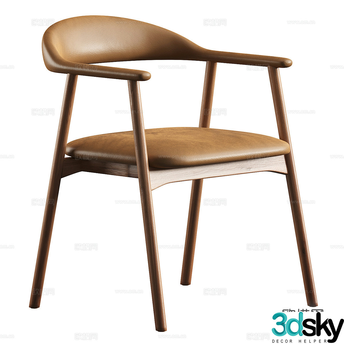 New Chinese style cloth chair leather chair 3d model