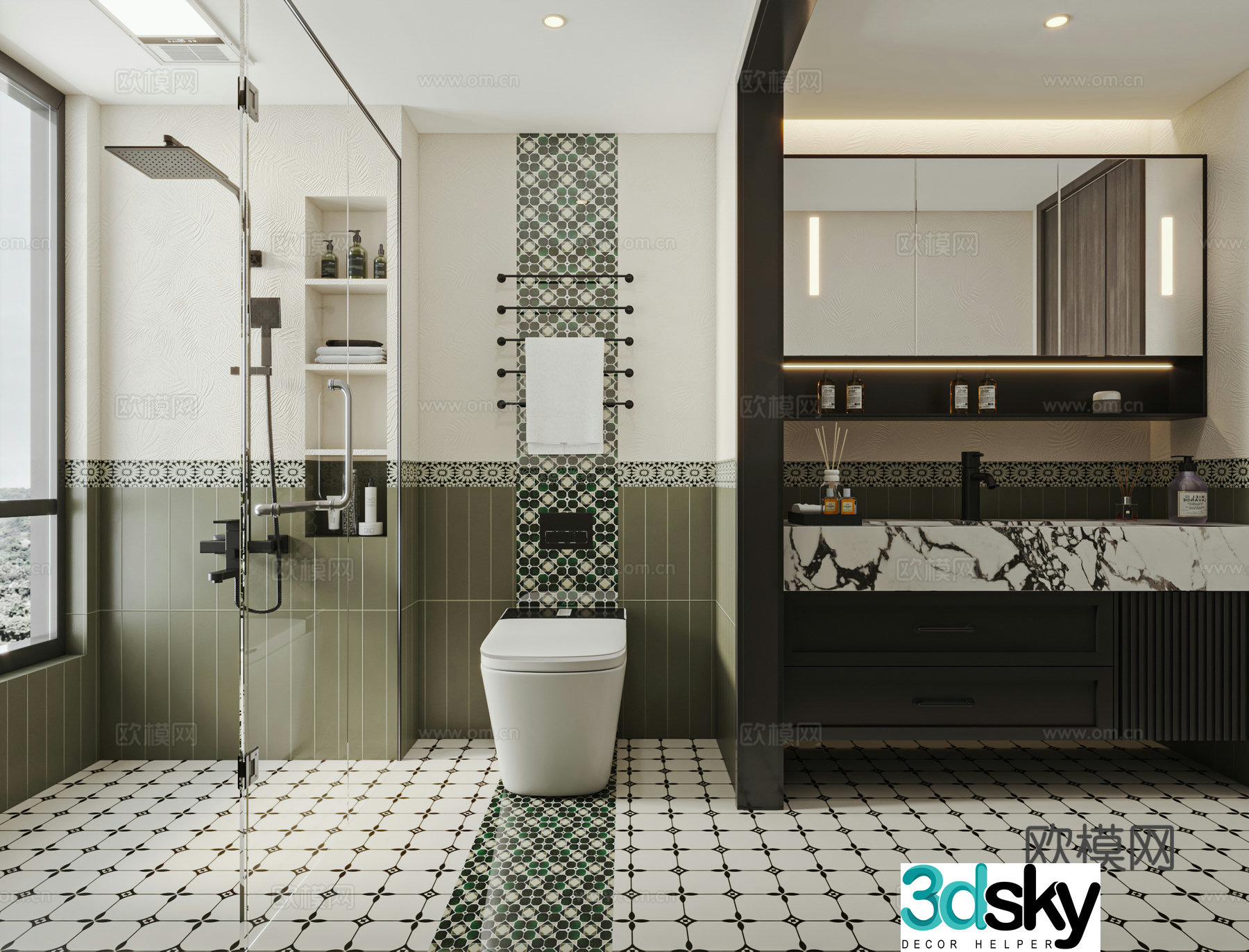 French retro bathroom 3d model