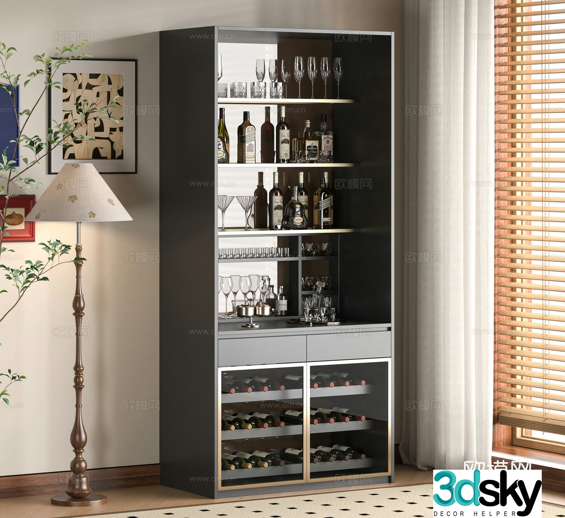 Modern wine cabinet 3d model