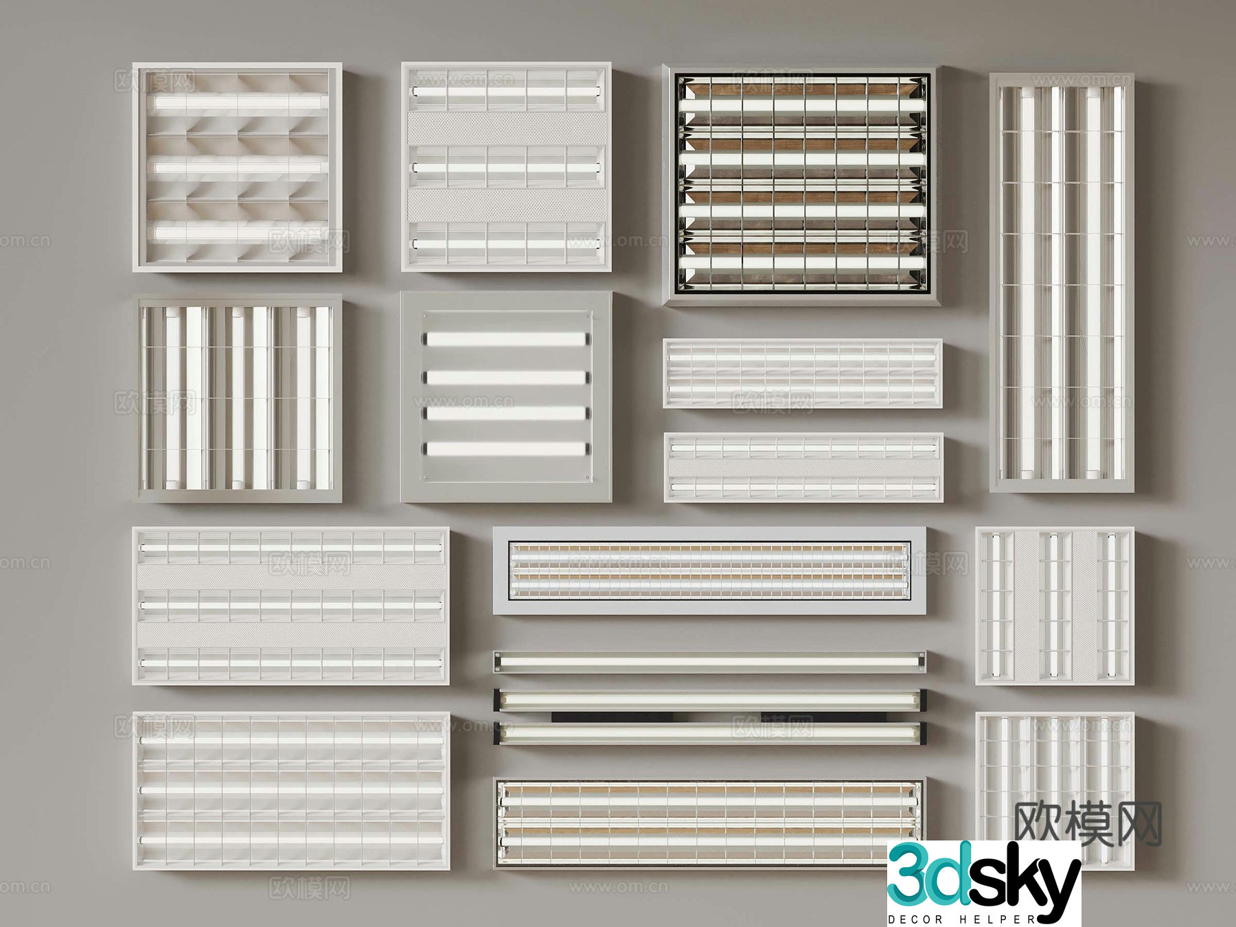 Modern grille light combination 3D model