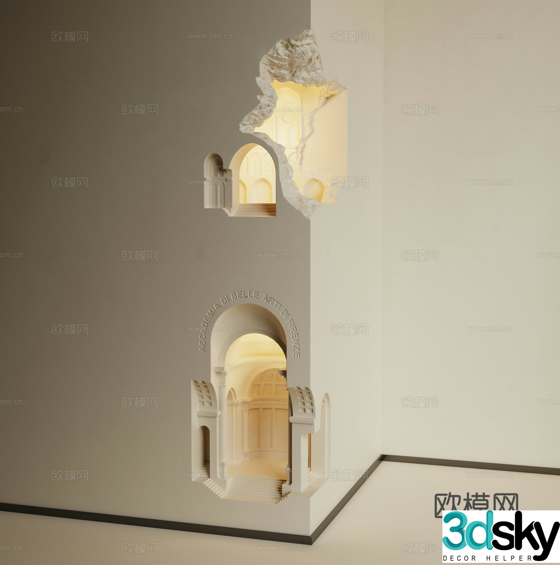 Modern gypsum wall lamp 3d model