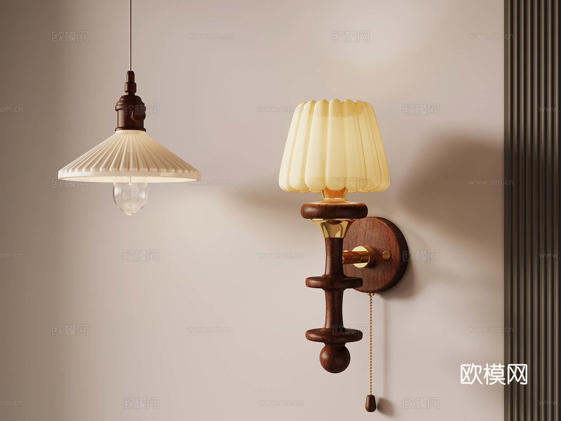 Middle-aged wall lamp chandelier 3d model