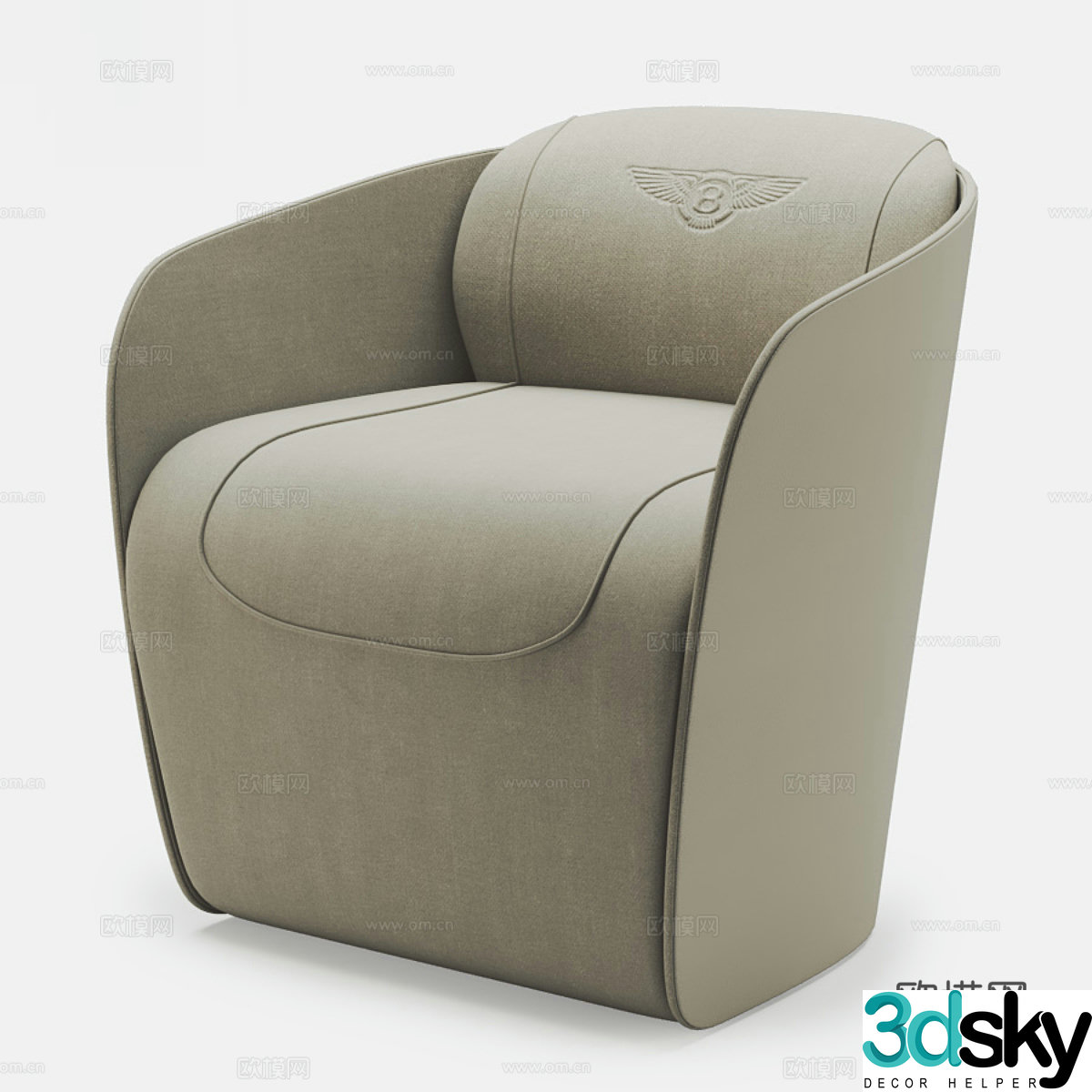Modern Italian light luxury leather armchair 3d model