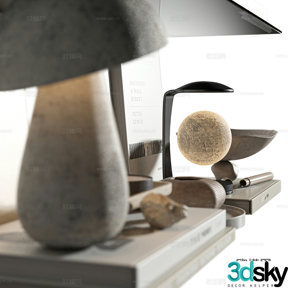 Modern Wasabi Ornament Ornament Combination 3D Model