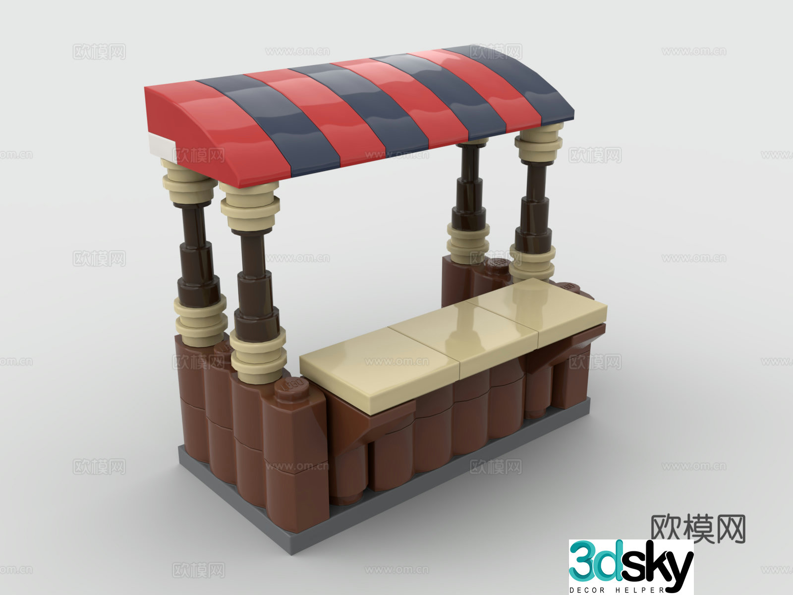 Lego LEGO Toys Building Blocks Open Air Stall 3D Model