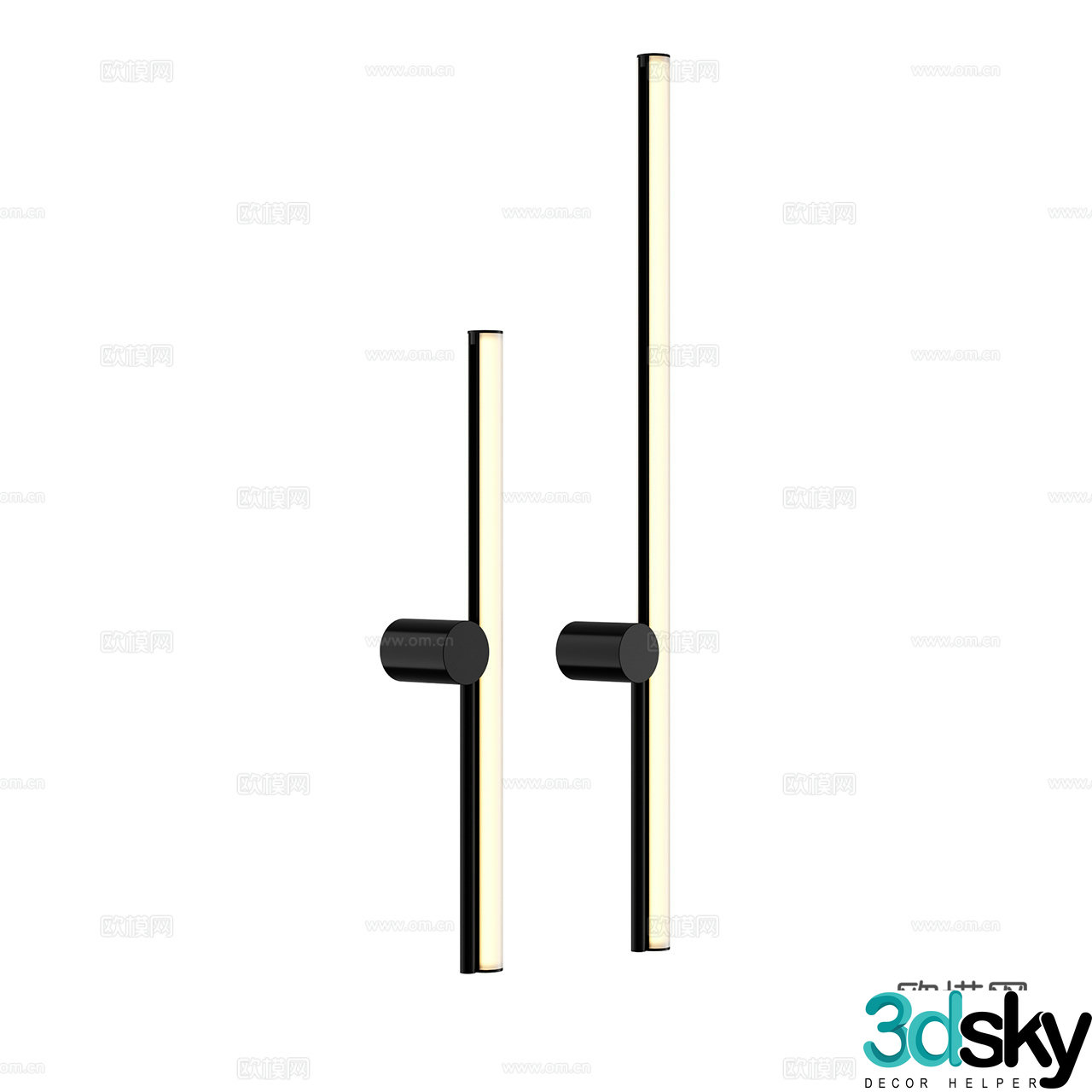 Marset Minimalist wall lamp Long strip wall lamp Glass wall lamp Decorative wall lamp Metal 3D model