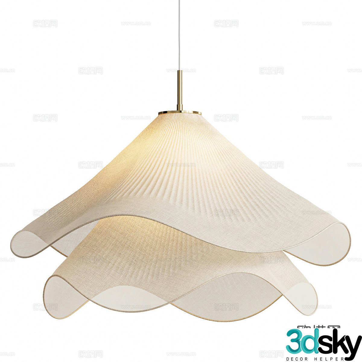 New Chinese style rattan decorative chandelier 3D model