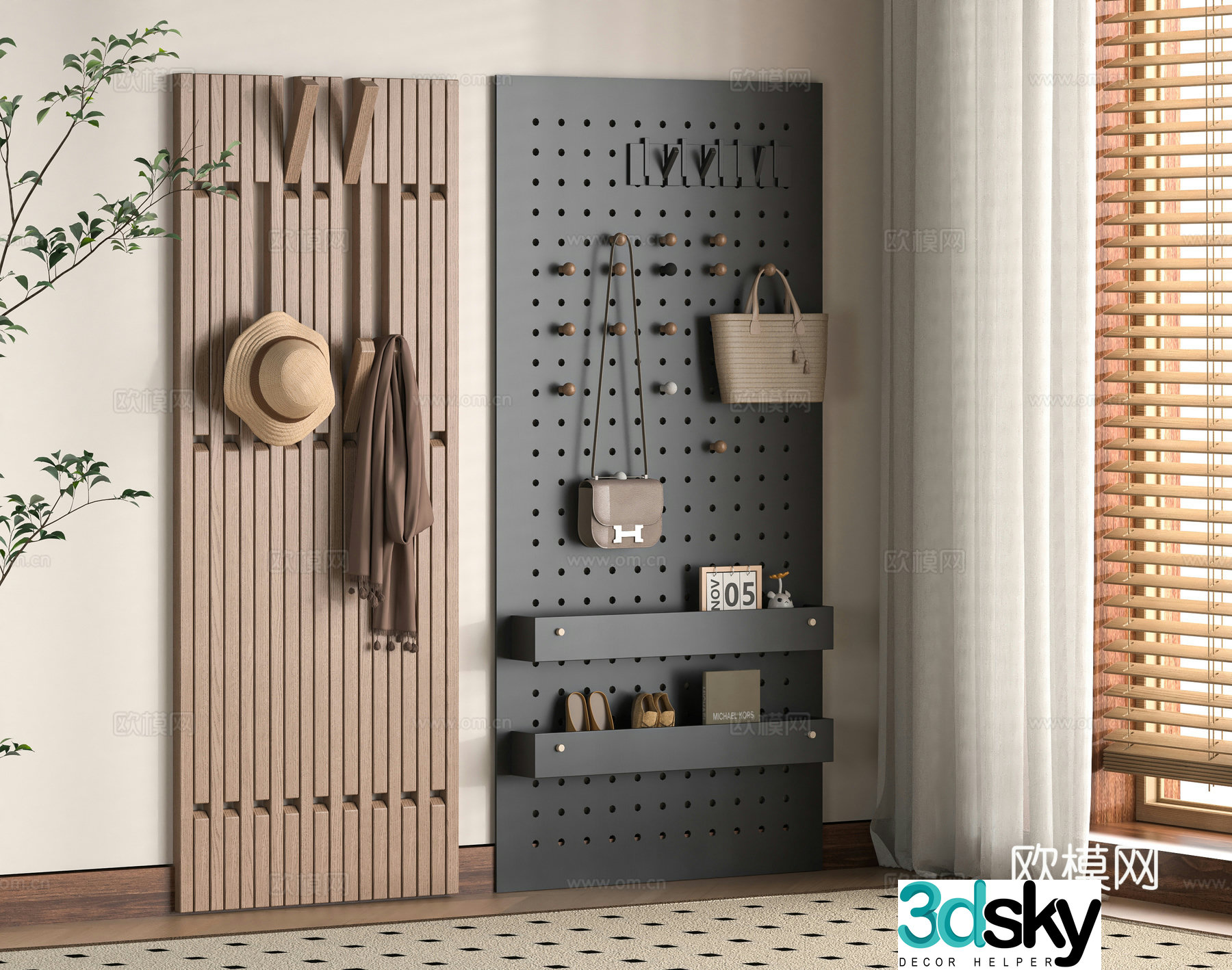 Modern piano keys hanger board 3d model