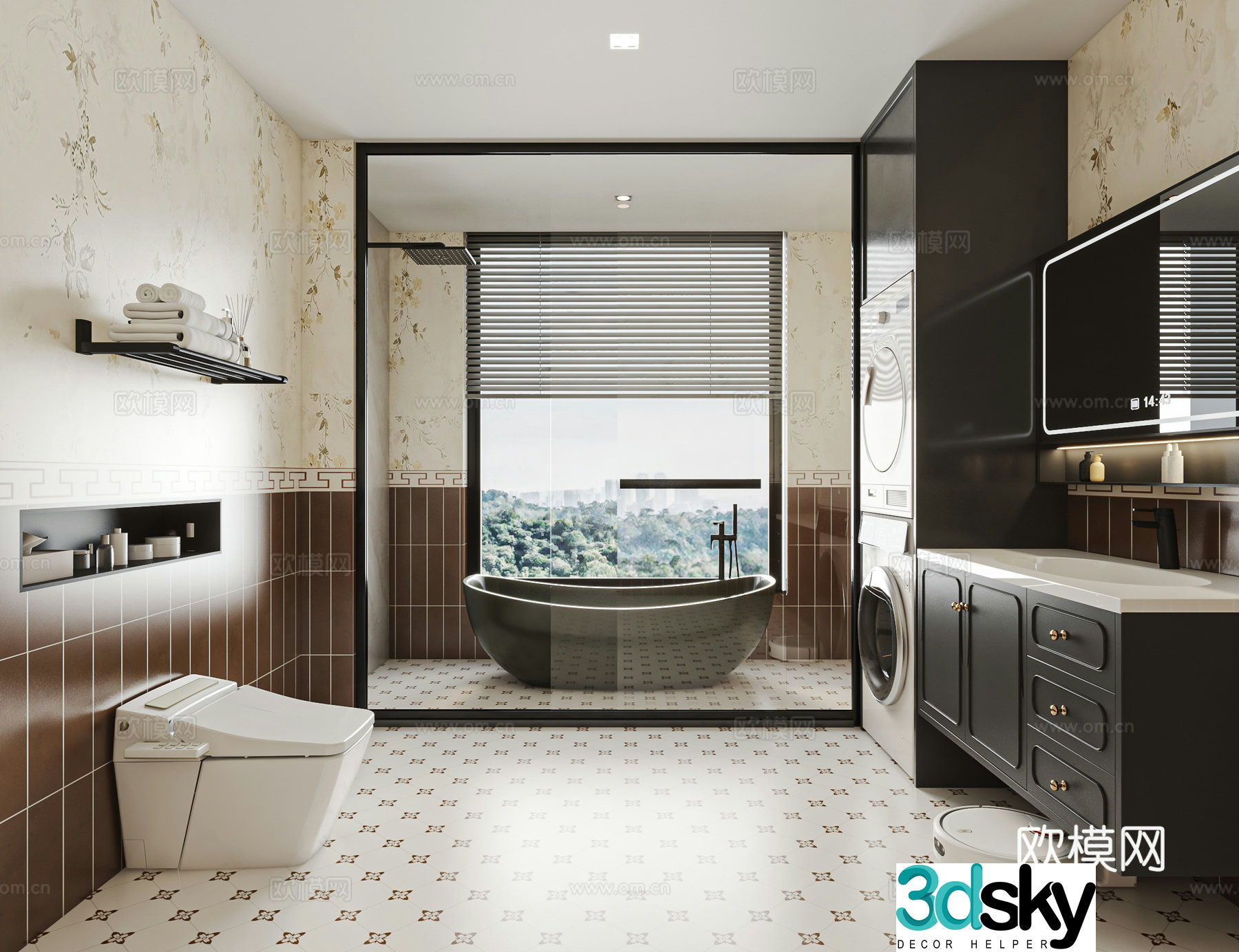 French retro bathroom 3d model