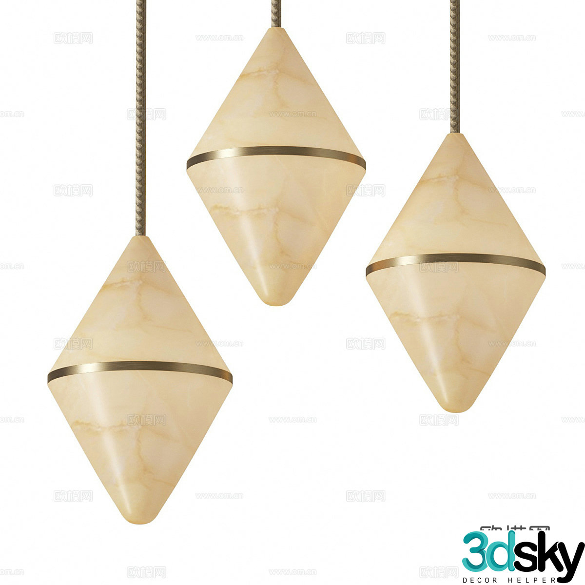 New Chinese style light luxury decorative chandelier 3D model