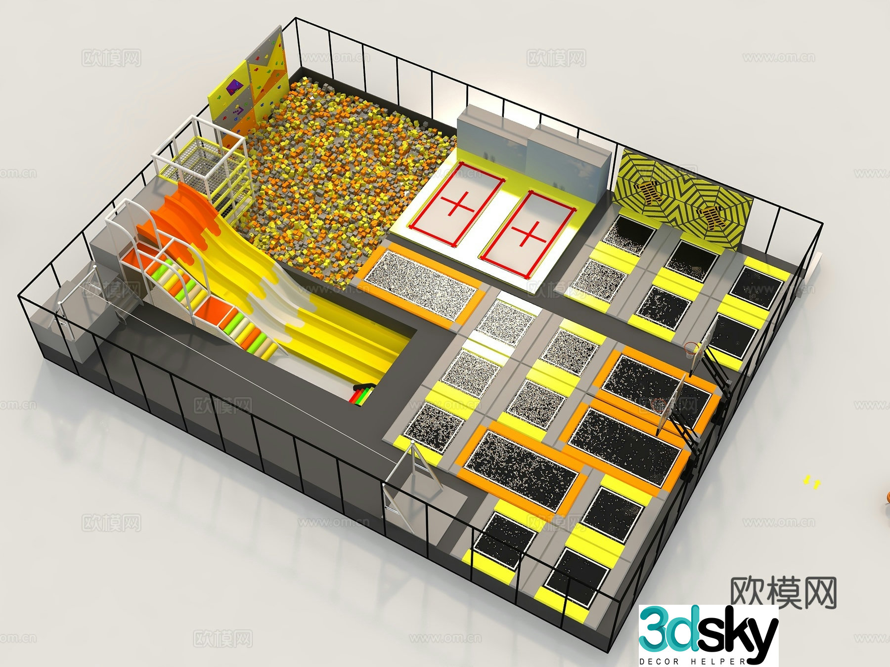 Children's Area Trampoline Morandi Super Trampoline Naughty Castle Children's Interactive Facility Jumping Fun Indoor Bounce 3D Model