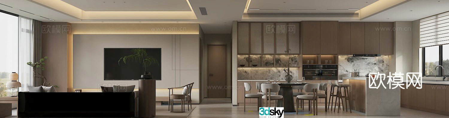 New Chinese Song style aesthetic living room 3D model