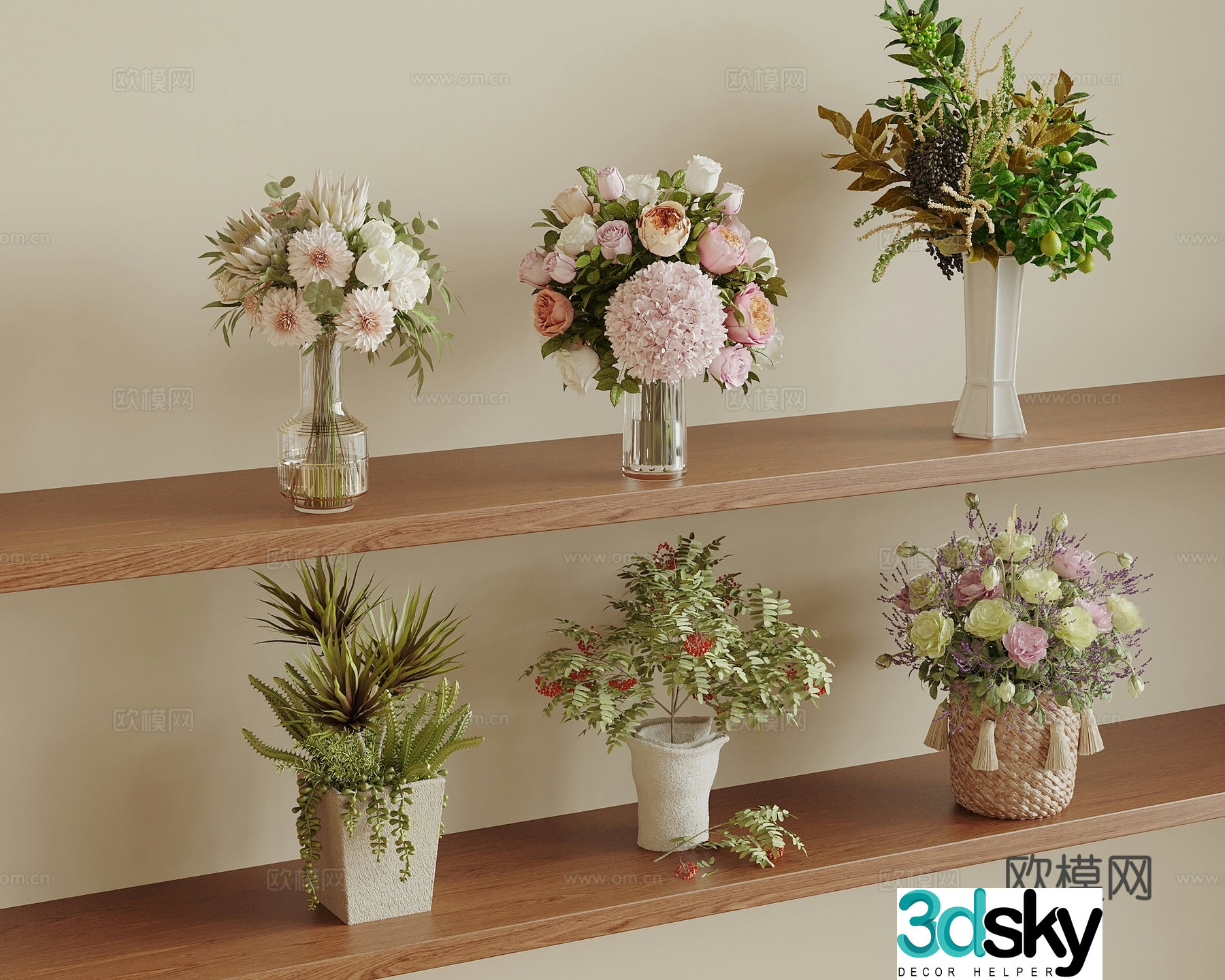 Modern vase flower art vase flowers flowers vase ornament 3d model
