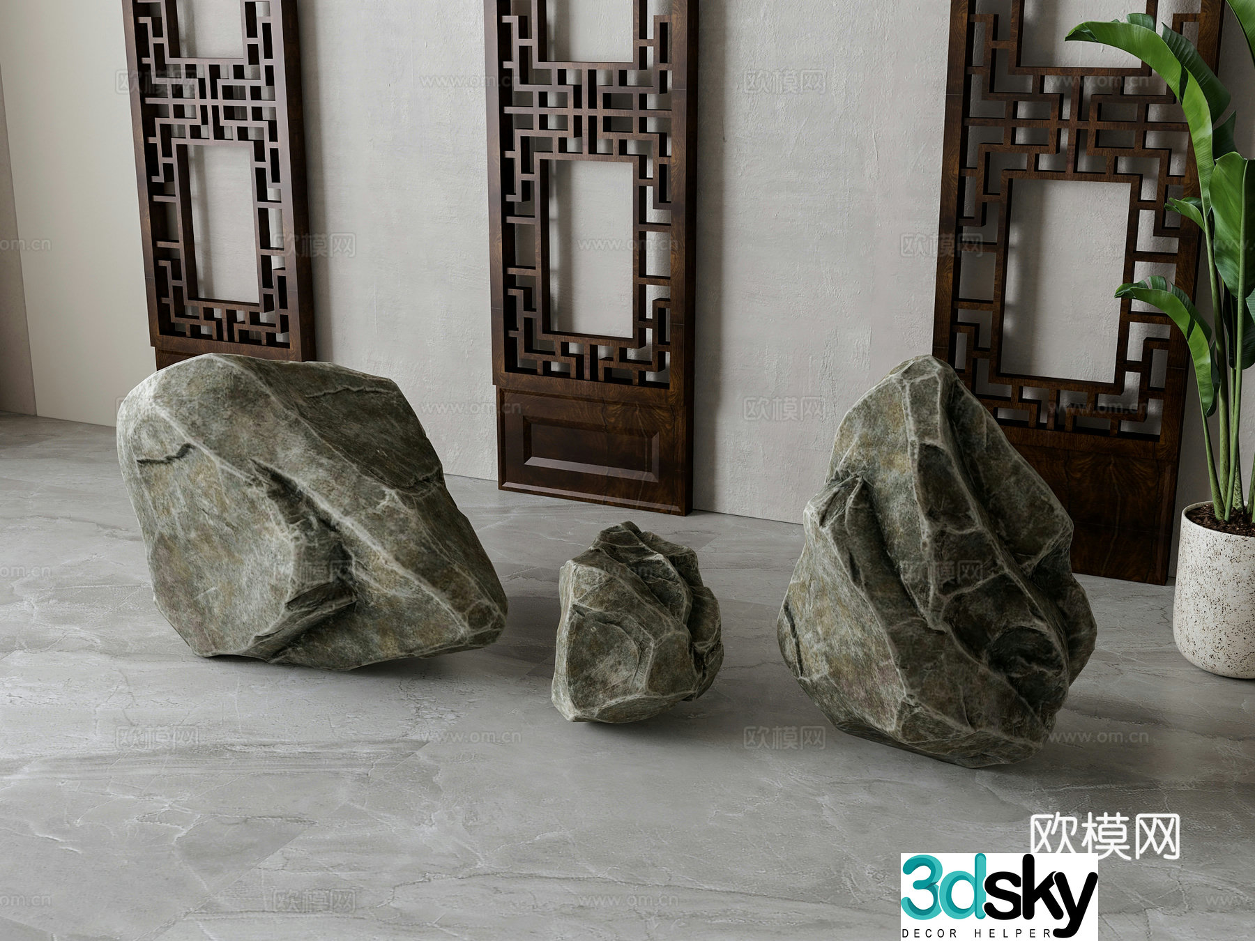 New Chinese style stone rockery 3D model