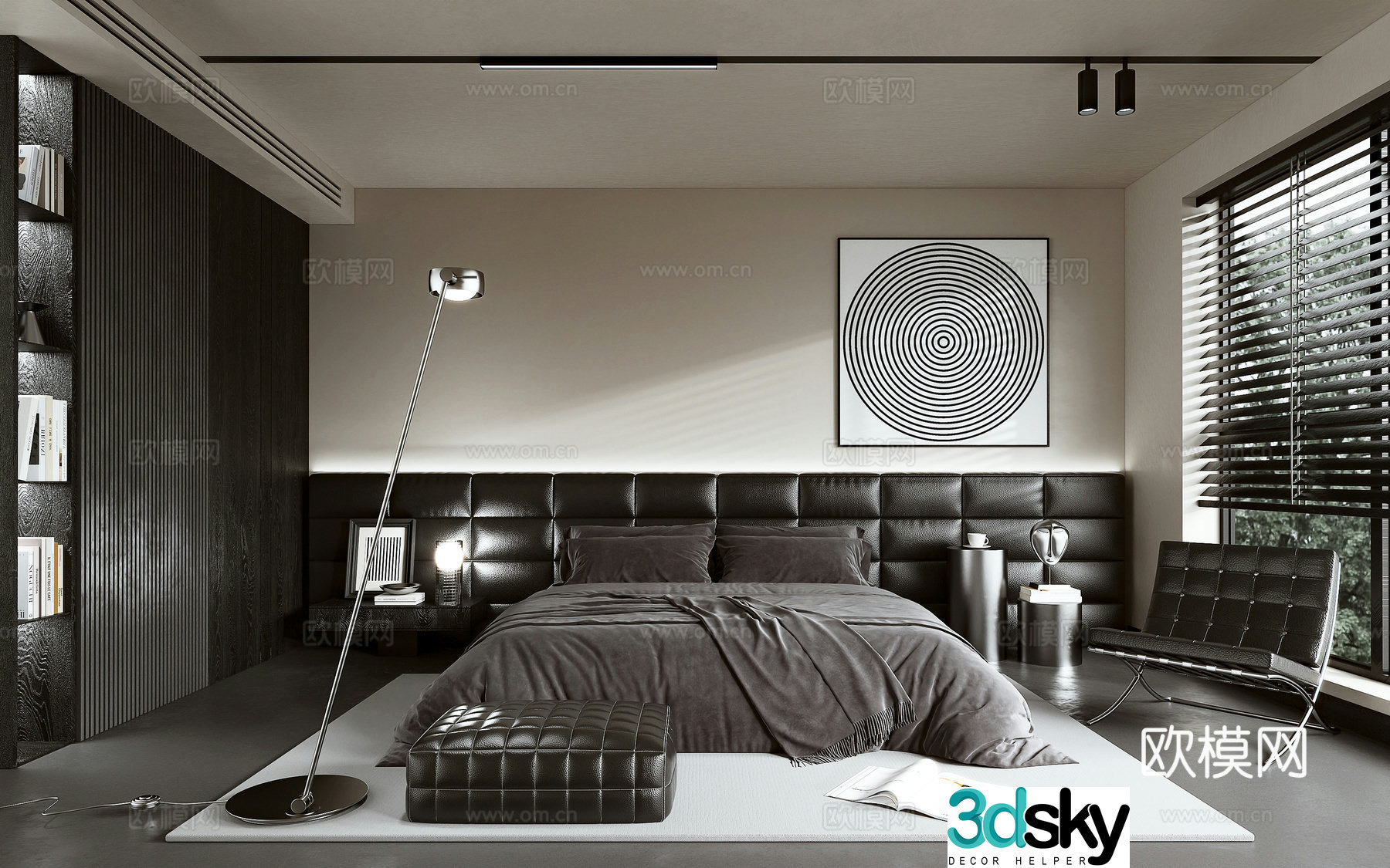 Modern bedroom Dark wind bedroom 3d model