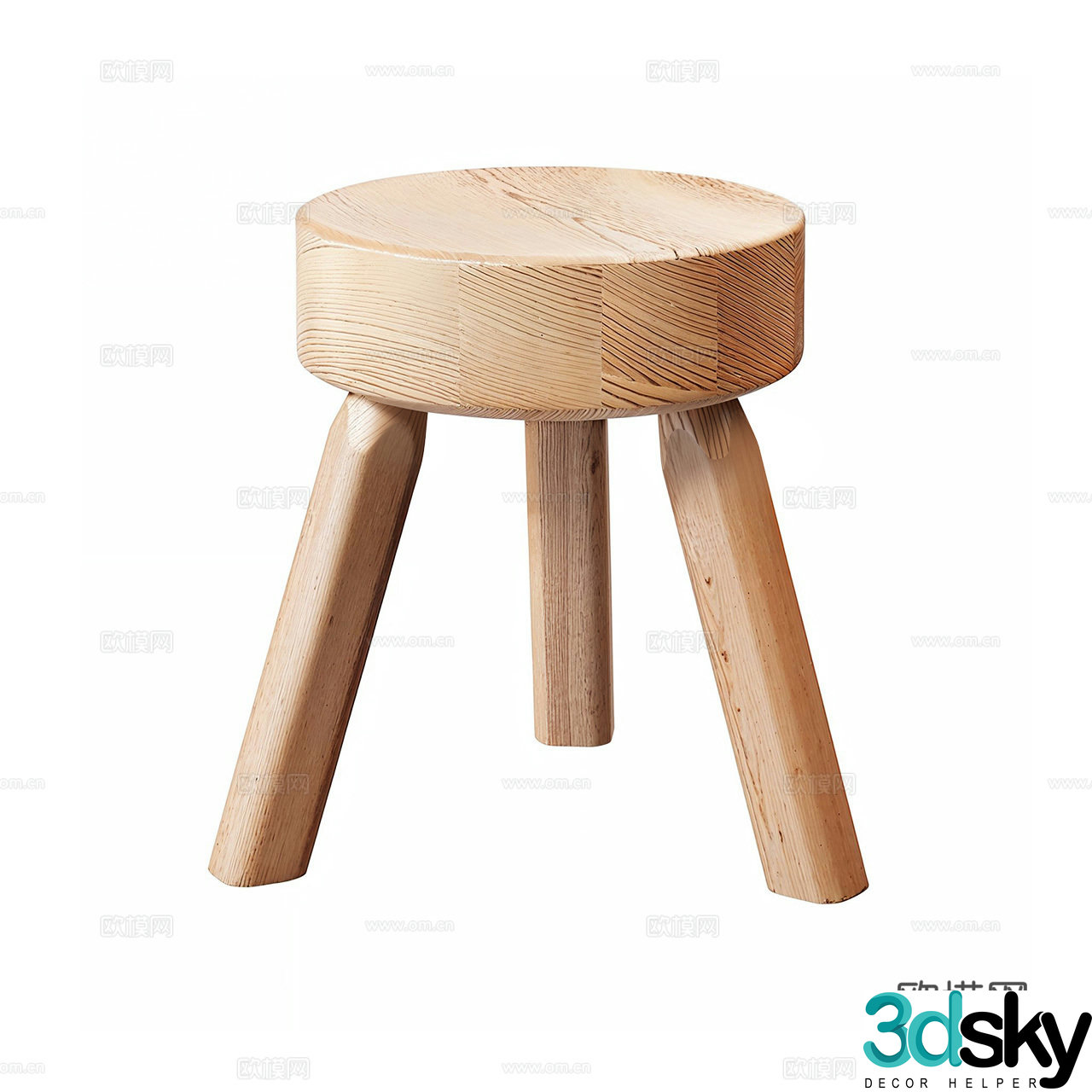 Frama Nordic stool wooden stool round stool small stool pine stool minimalist stool 3d model