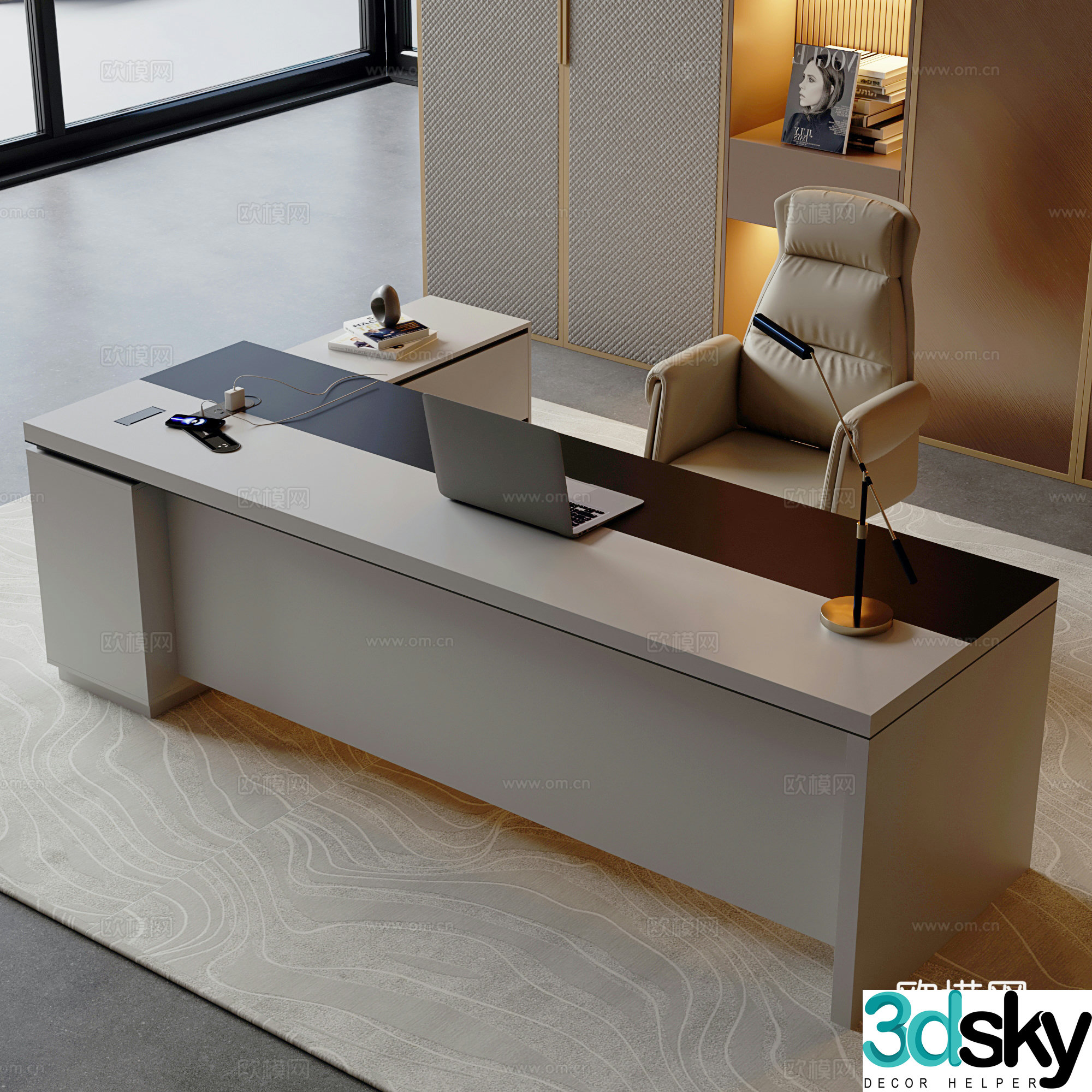 Office area desk 3d model