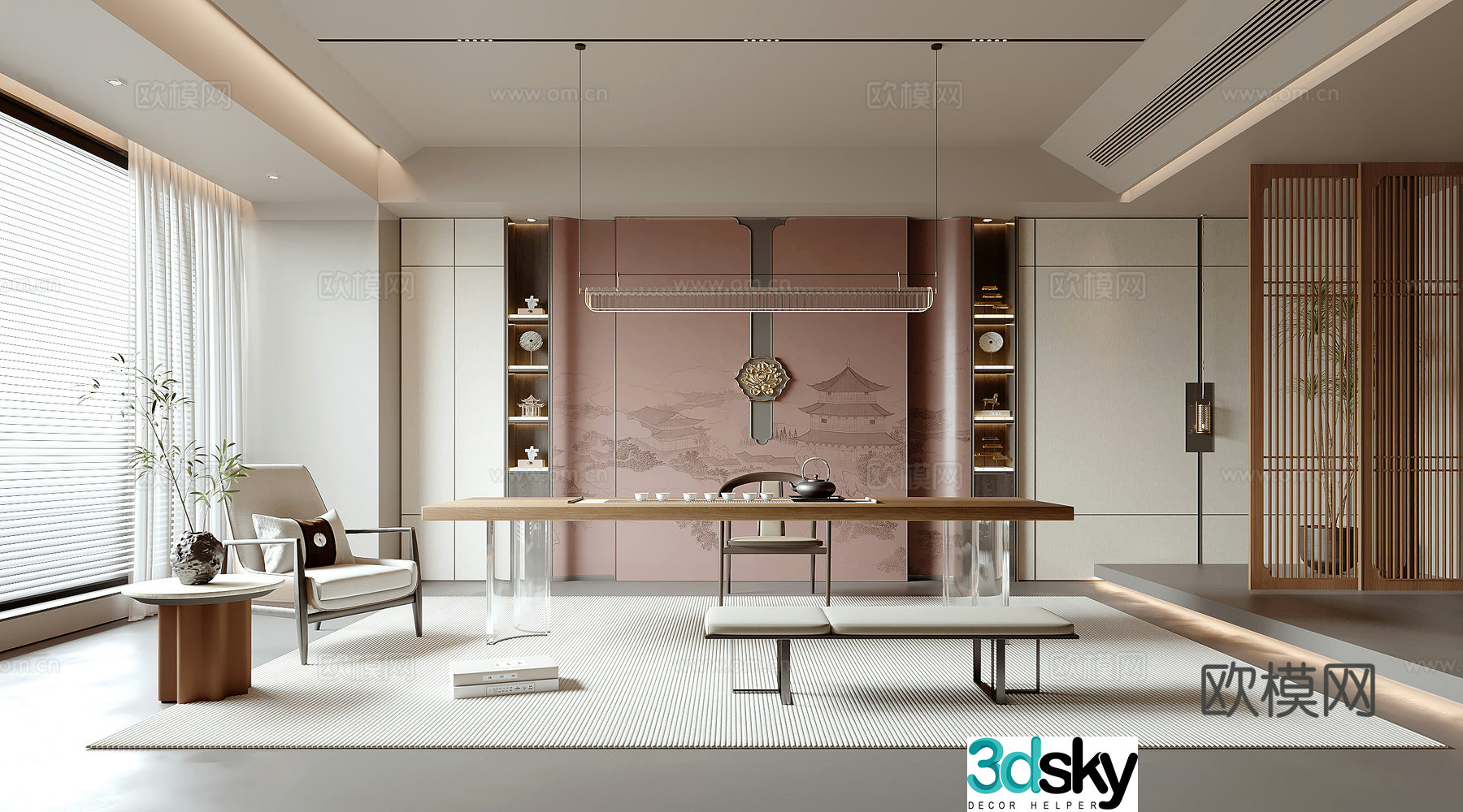 New Chinese tea room 3D model