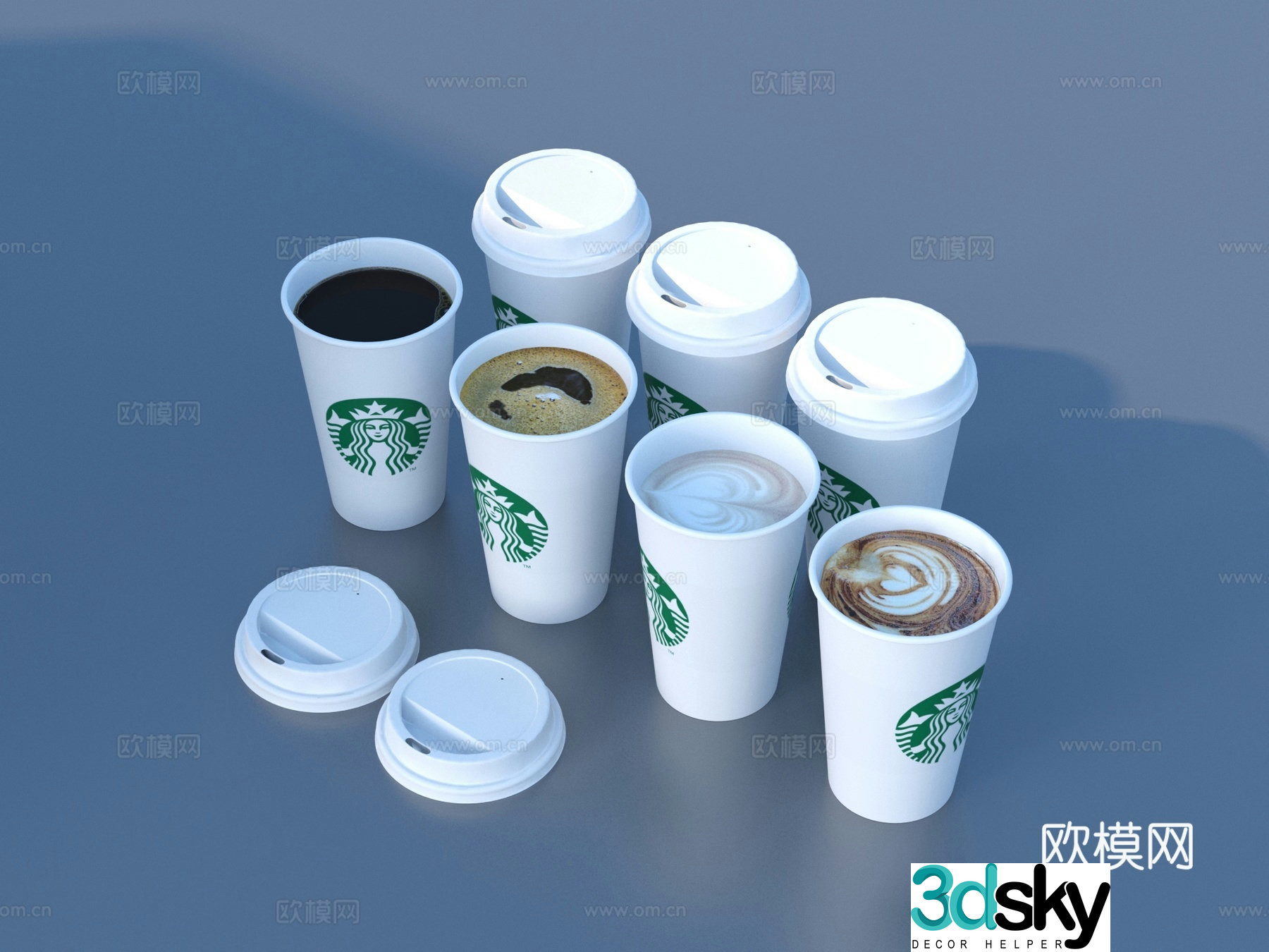 Paper cup coffee cola milk tea drink 3d model