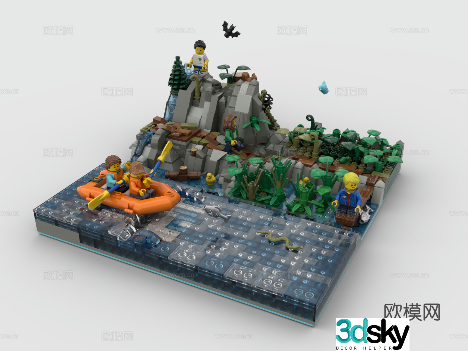 LEGO LEGO Toys Building Blocks Lakeside Scene Forest Greening Plants 3D Model