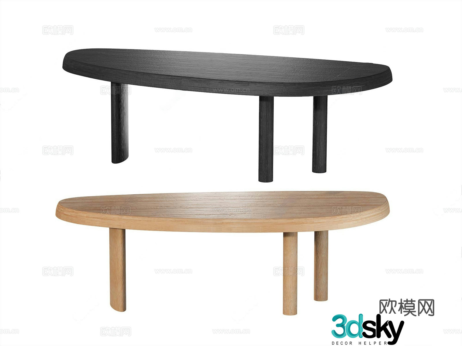 Cassina modern desk oval desk oval dining table coffee table 3d model