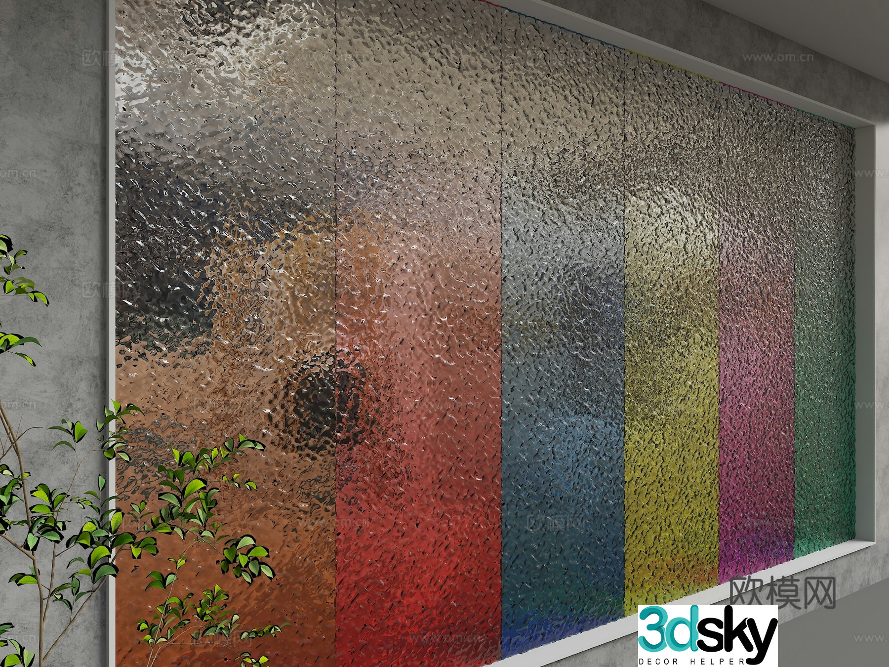 Modern glass partition 3d model
