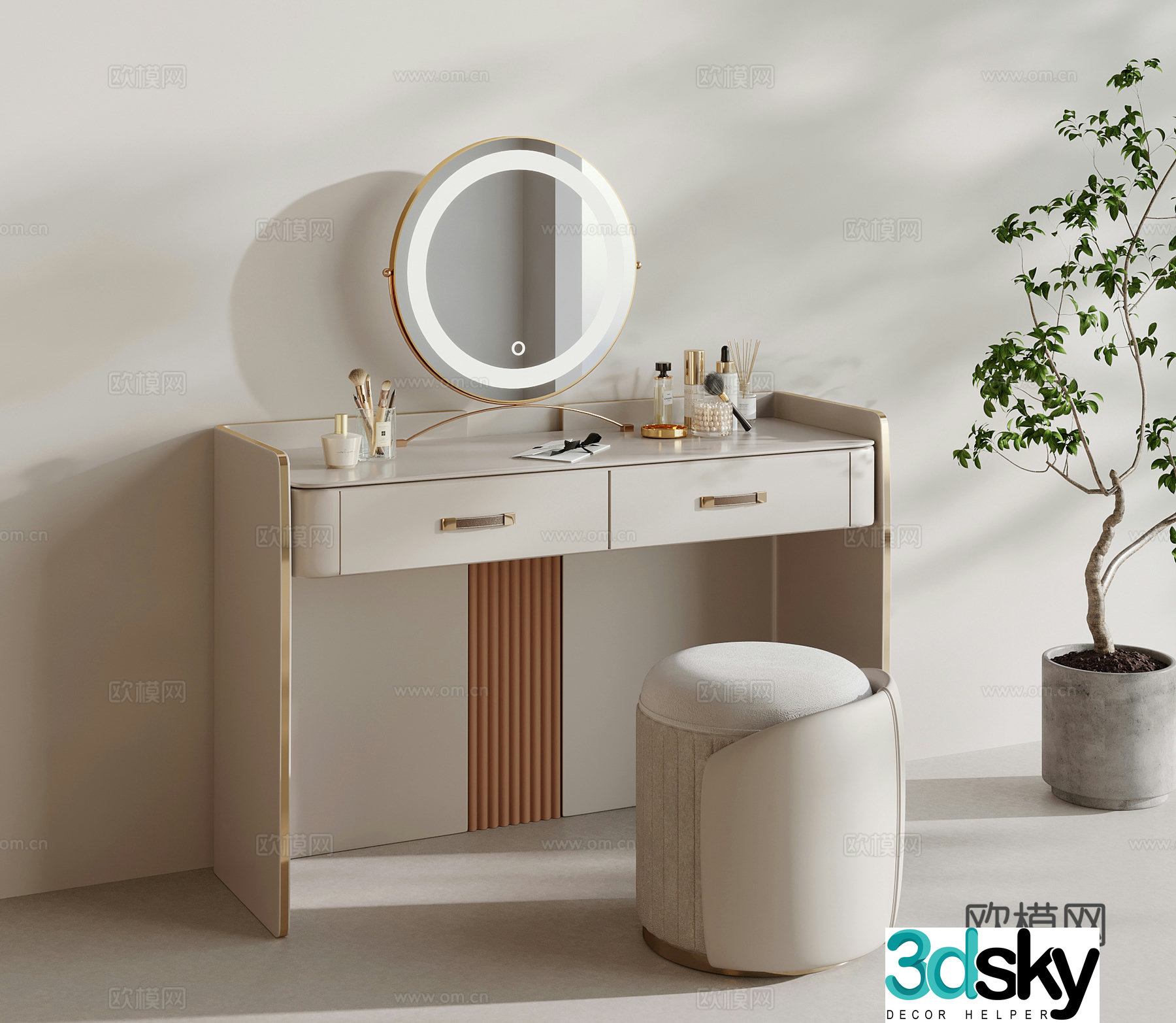 Dressing table Modern dressing table Dressing stool Makeup mirror Cosmetic 3D model