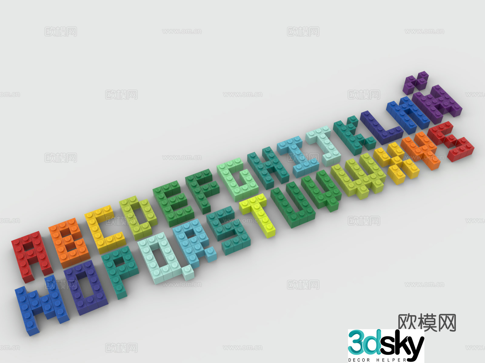 LEGO LEGO Toys Building Blocks English Letters Square Fonts Lego Font 3D Model