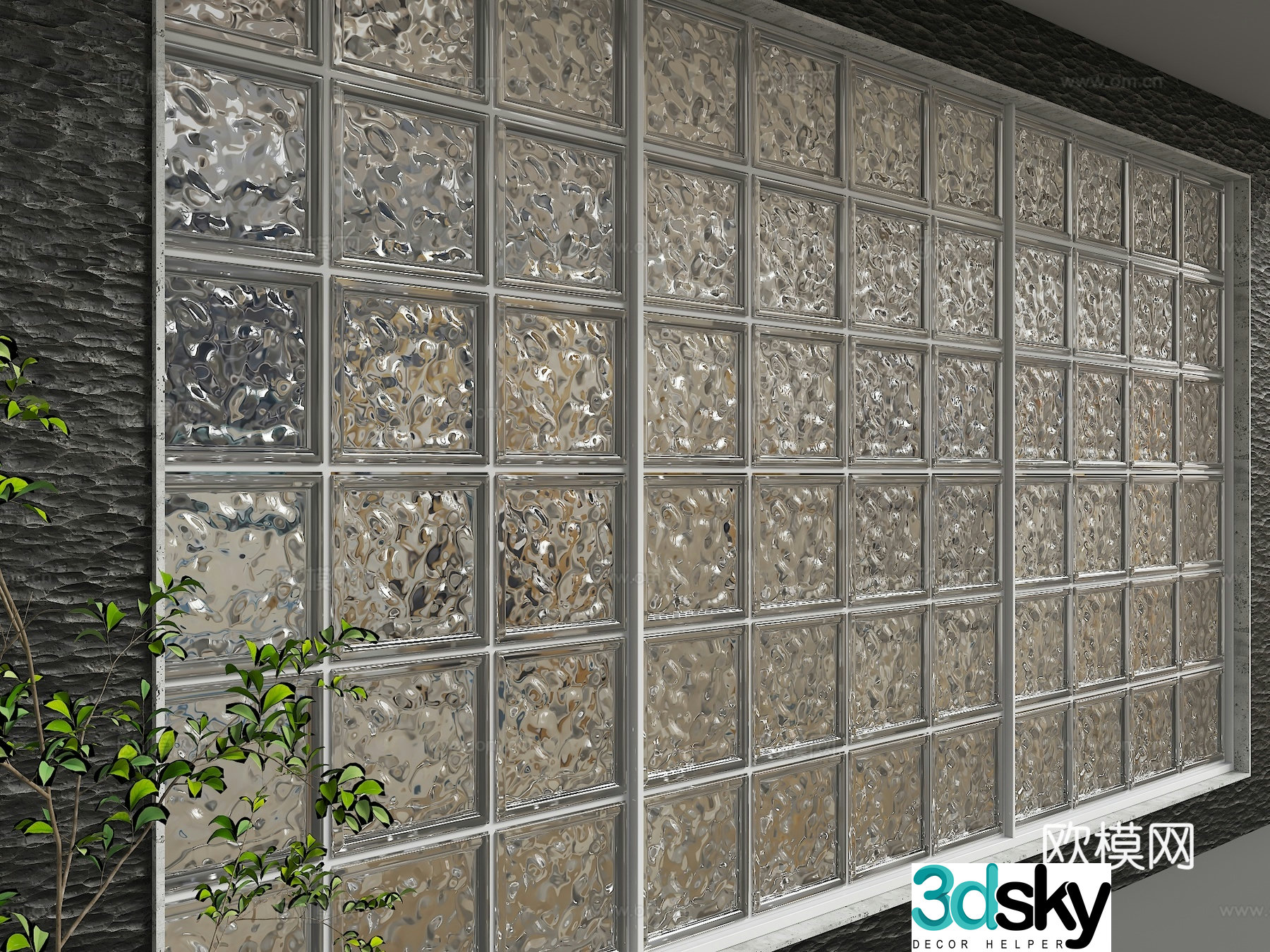 Modern glass partition 3d model