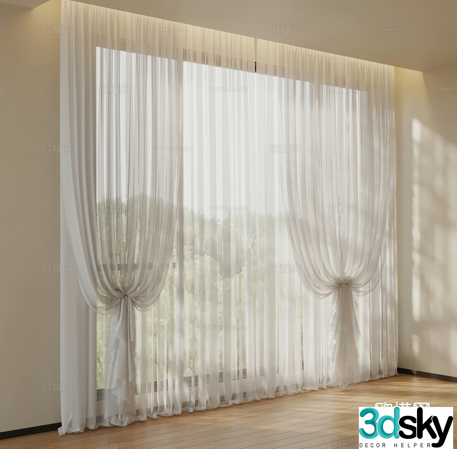Modern universal curtain gauze curtain 3d model