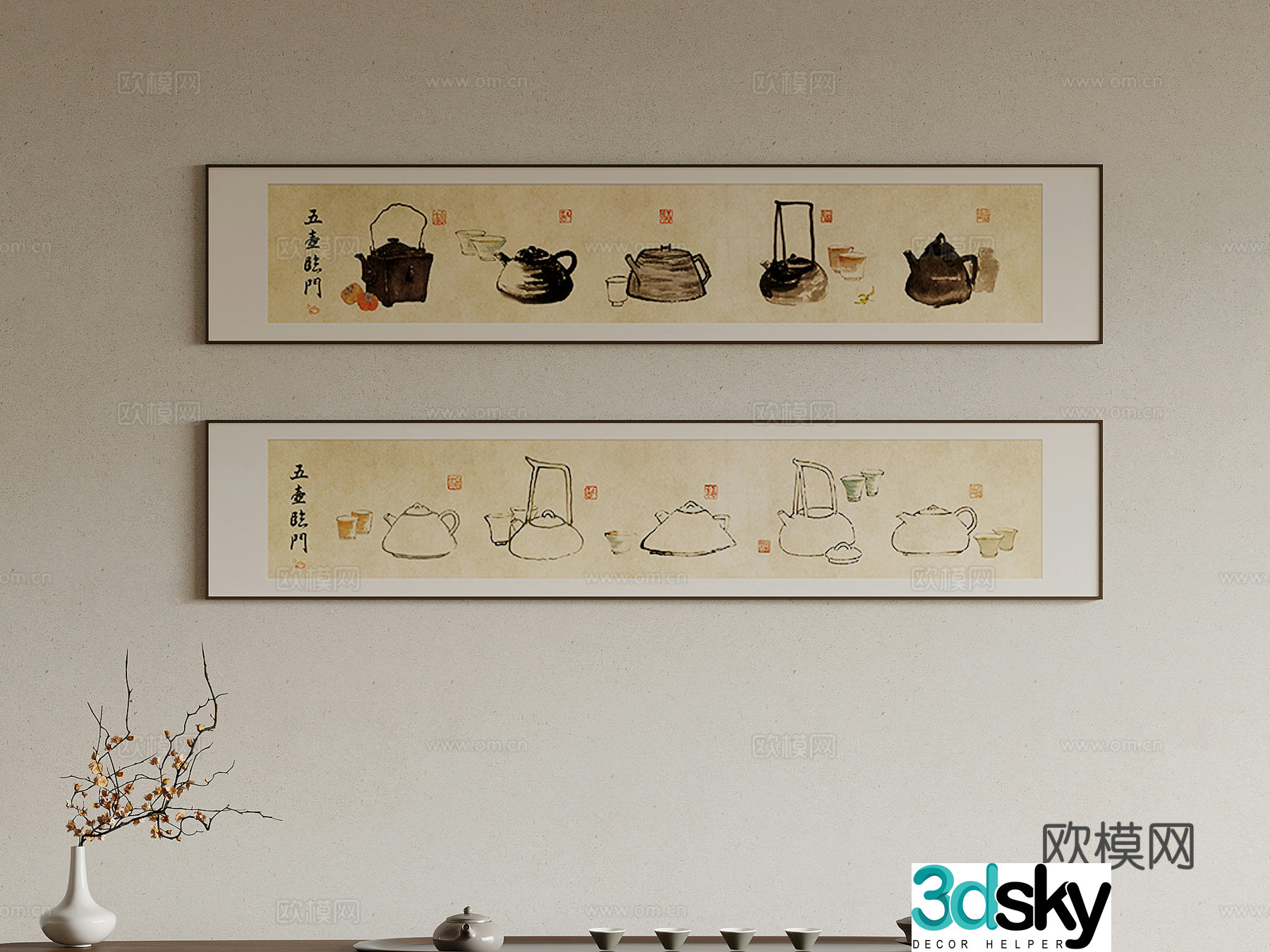Hanging paintings New Chinese style decorative paintings Hanging paintings 3D model