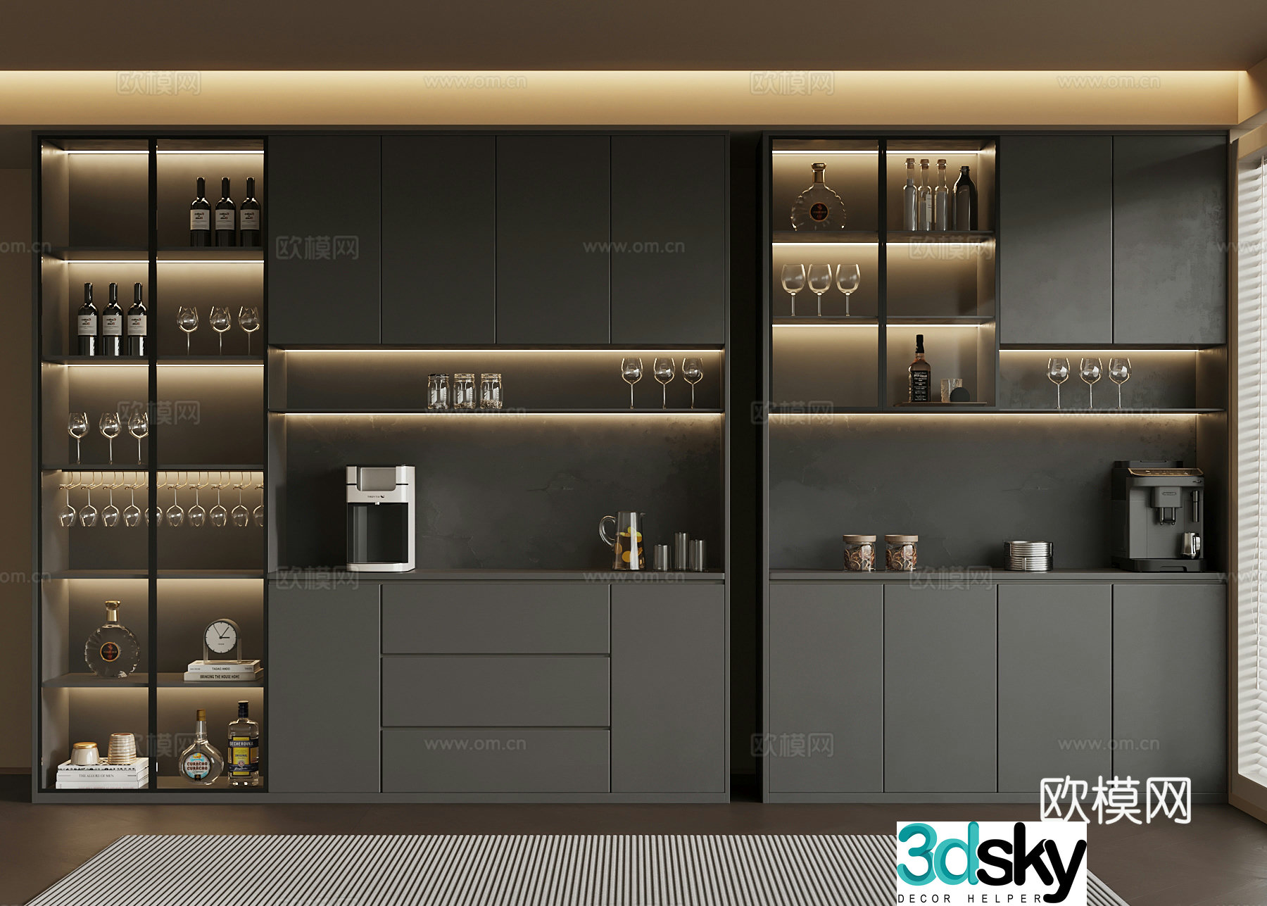 Modern wine cabinet sideboard 3D model