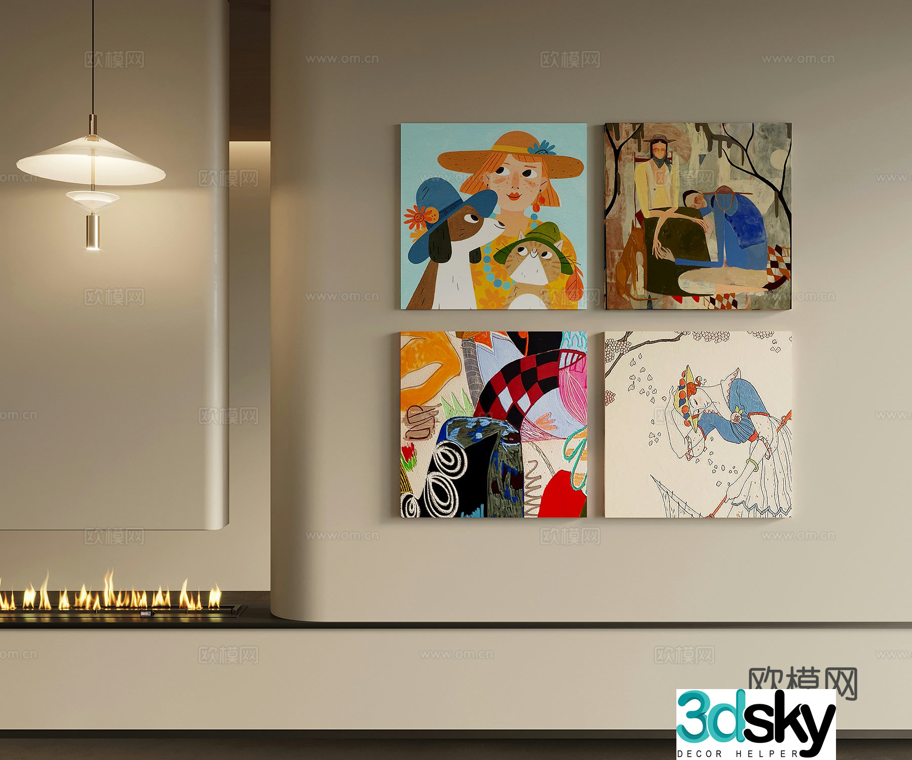Hanging paintings Modern decorative paintings Hanging paintings Abstract paintings 3d model