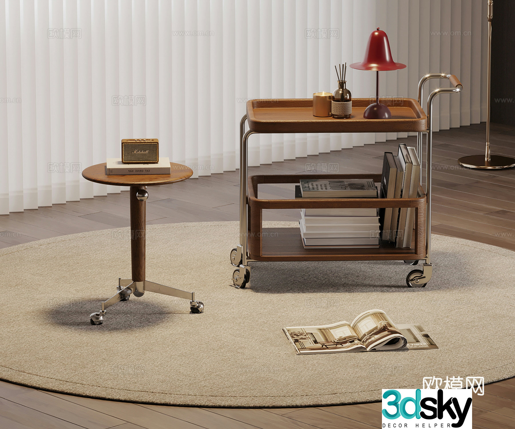 Border table new Chinese style trolley storage trolley 3D model