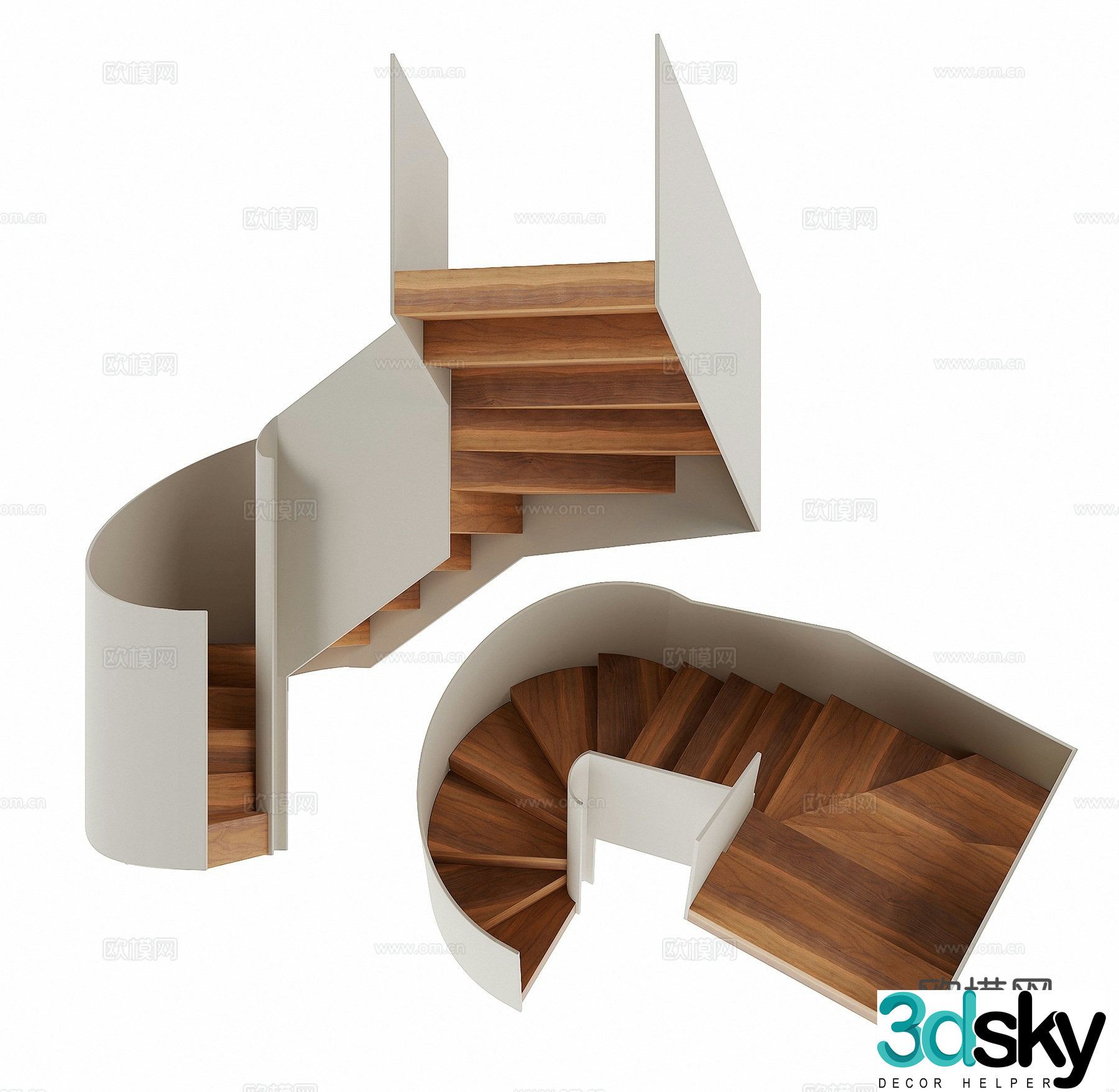 Modern home staircase 3d model