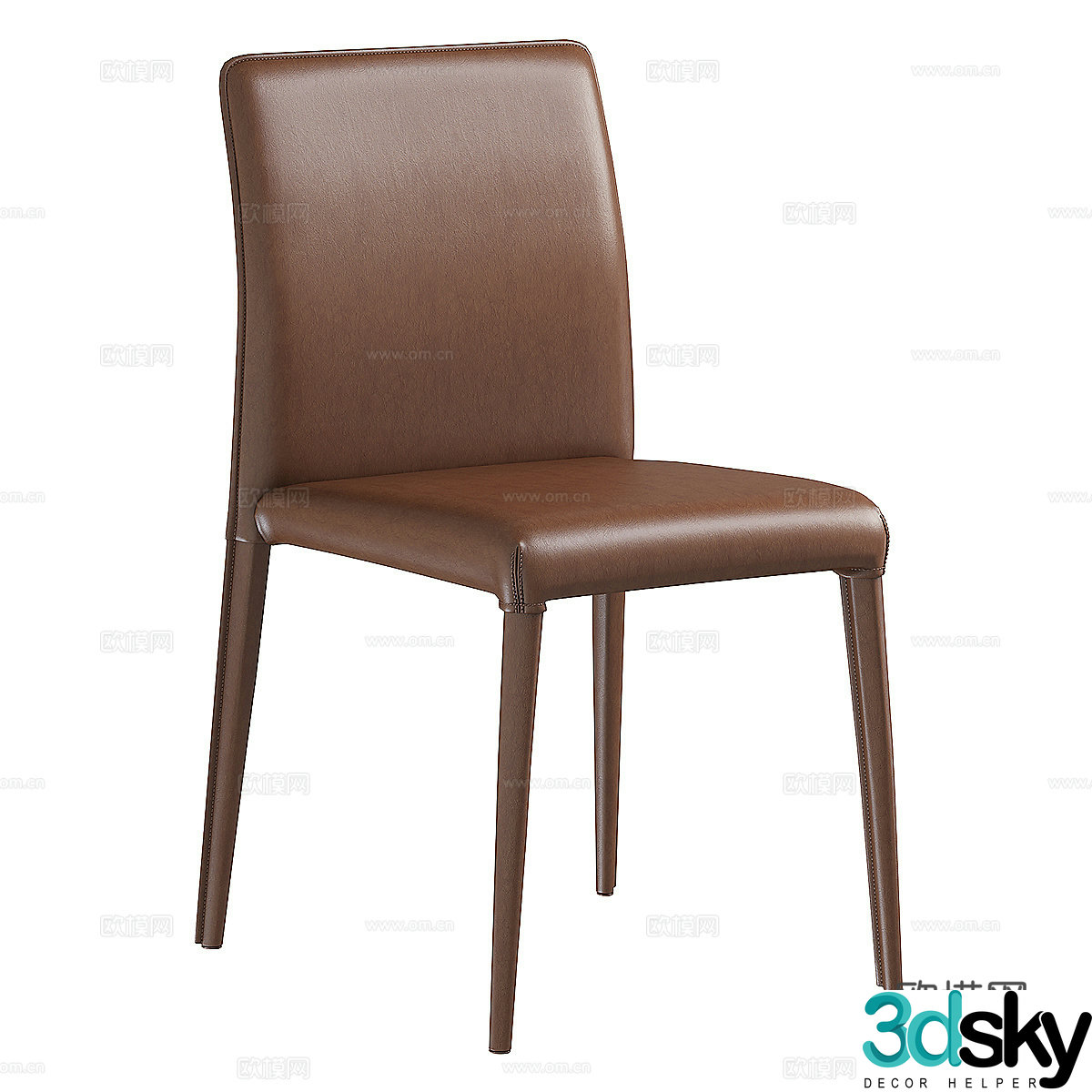 Modern Italian light luxury leather chair 3d model