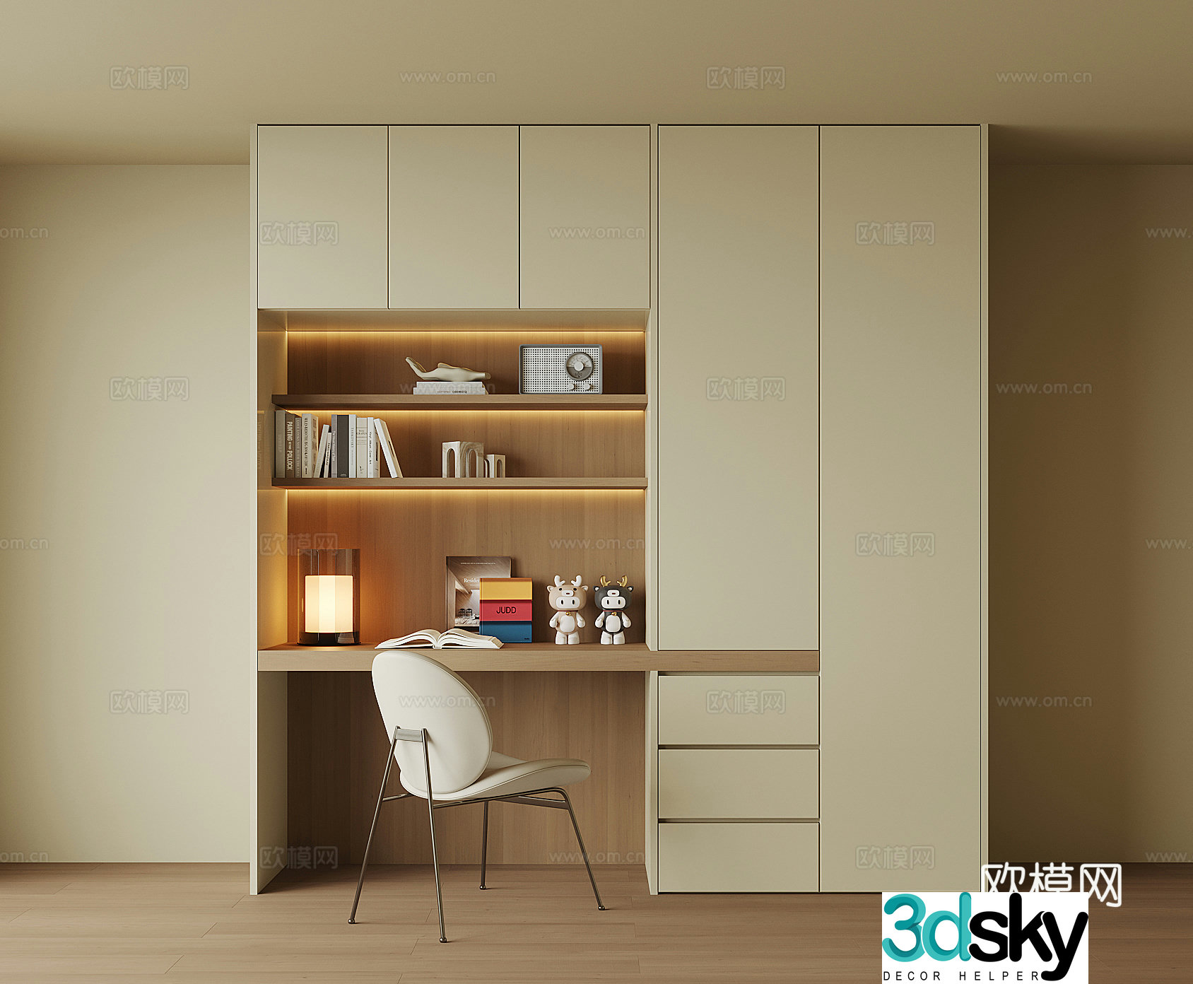 Modern desk integrated cabinet 3d model
