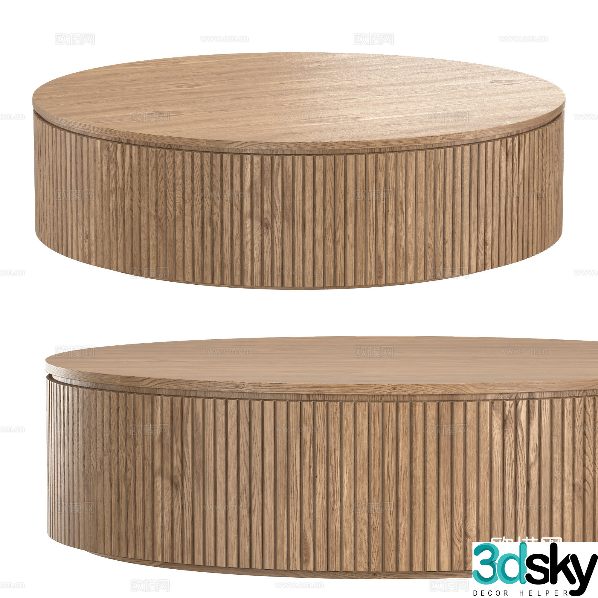 New Chinese solid wood round coffee table 3D model