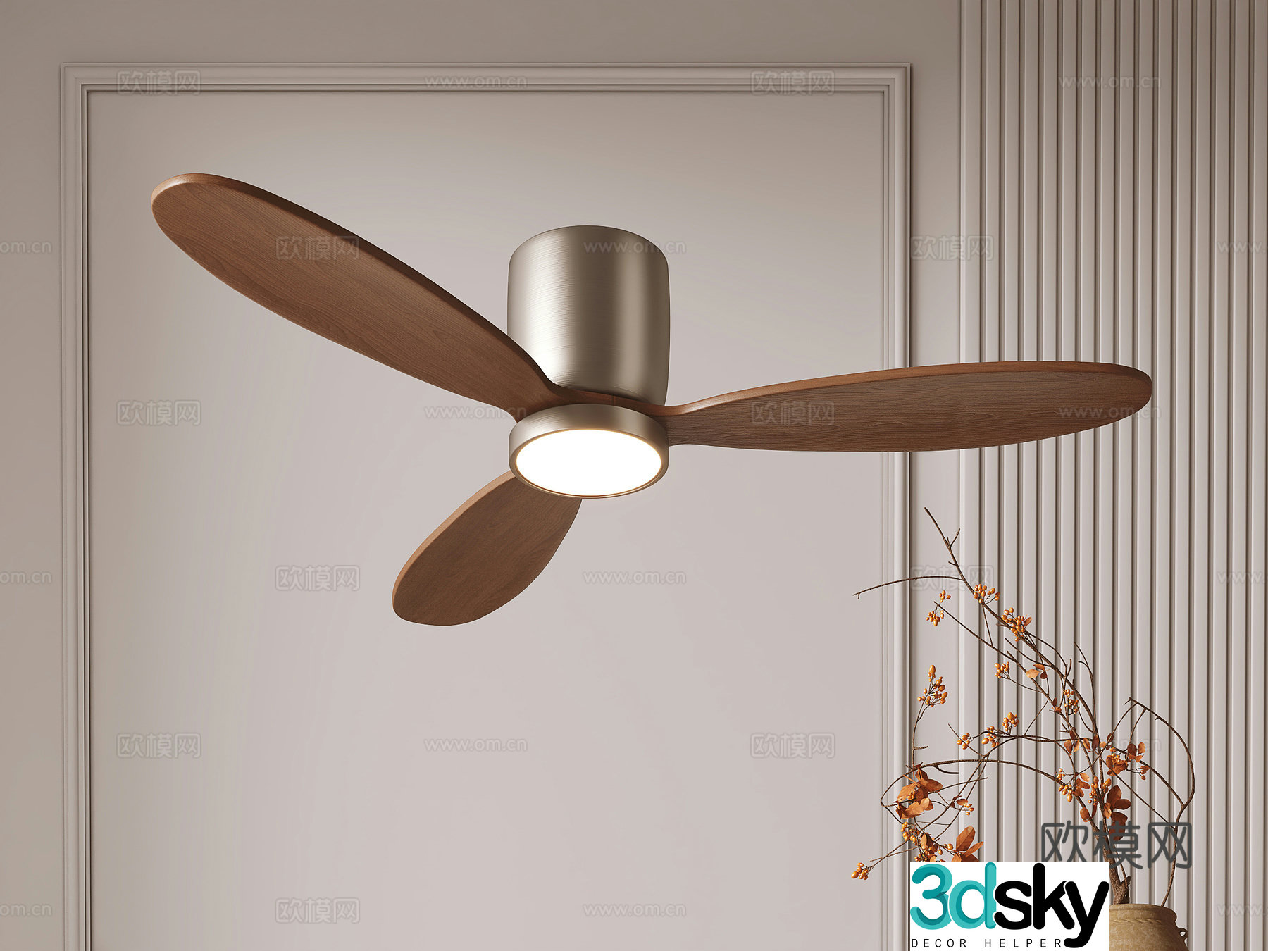 Nordic fan light ceiling fan light 3d model