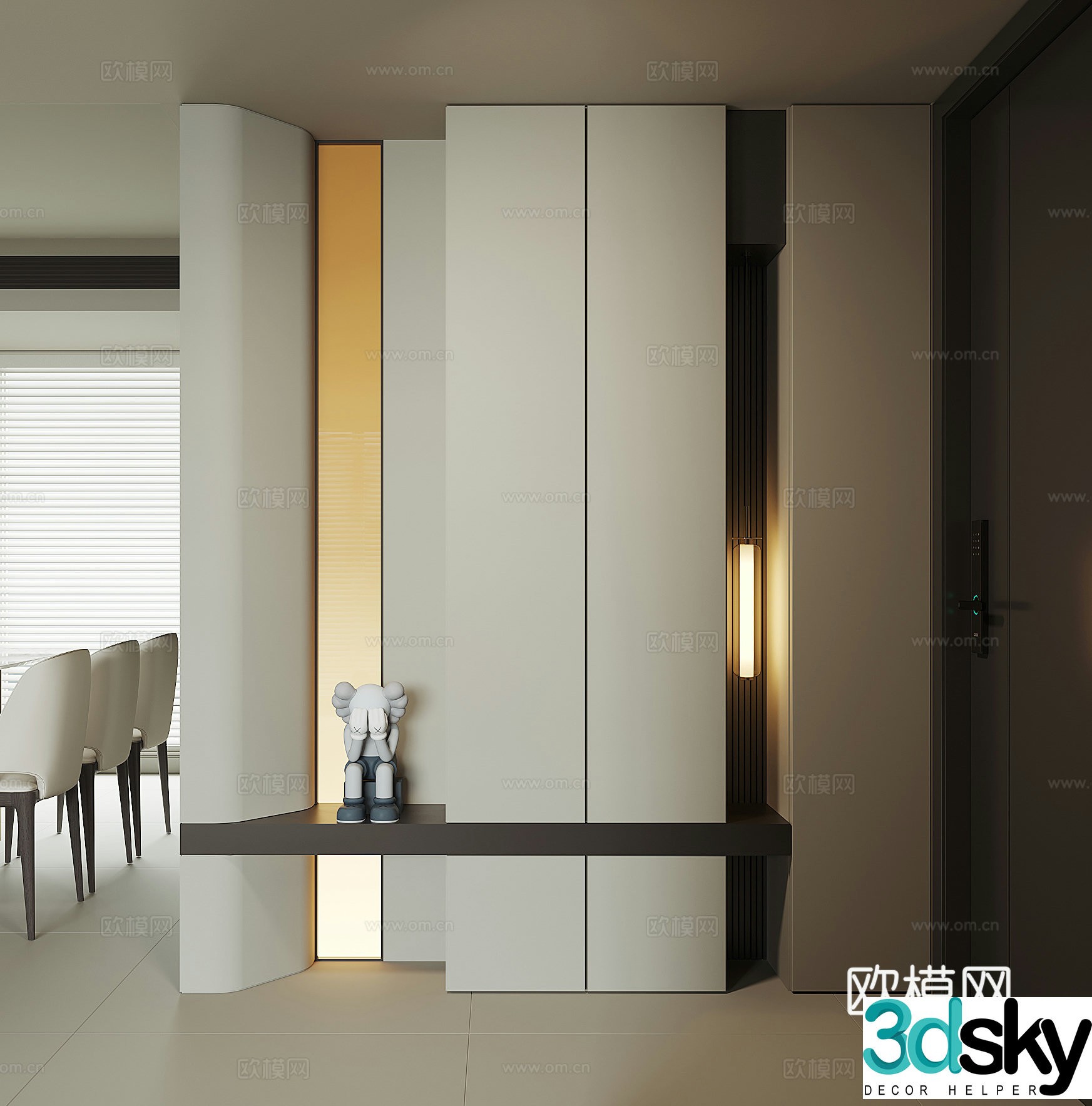 Modern home entrance shoe cabinet 3D model