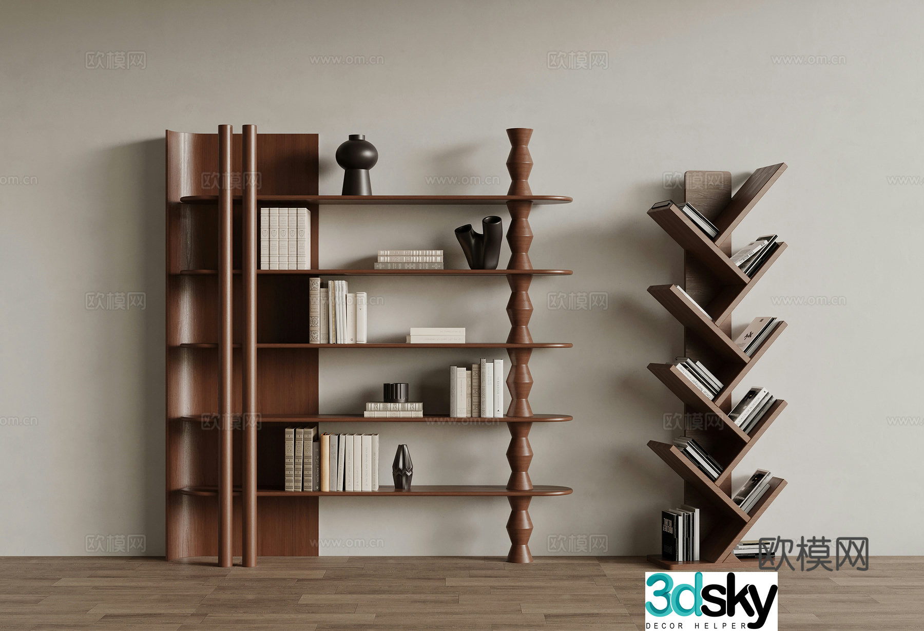Middle-aged bookshelf shelf 3D model