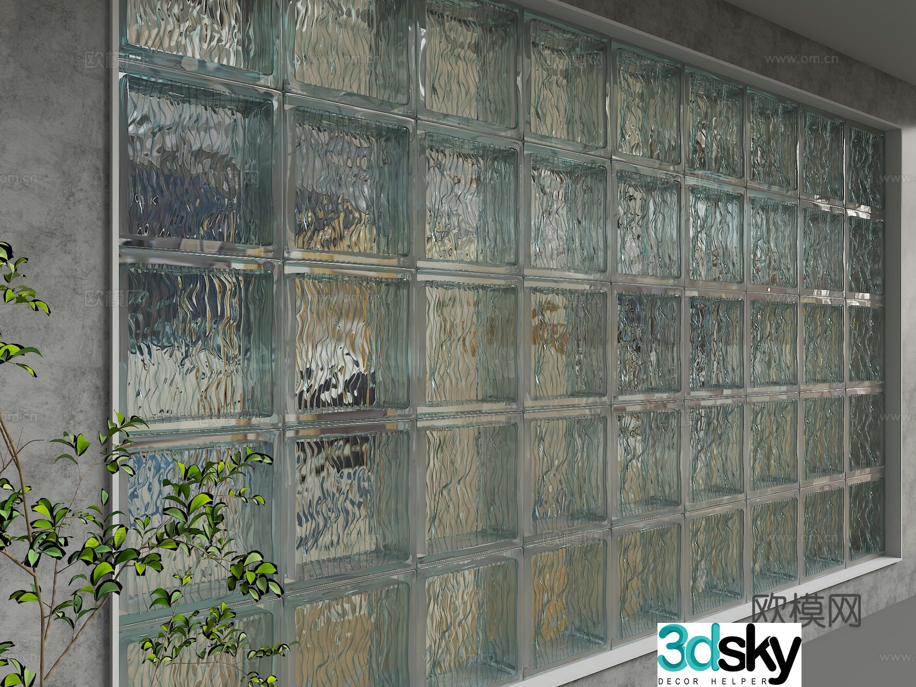Modern glass partition 3d model