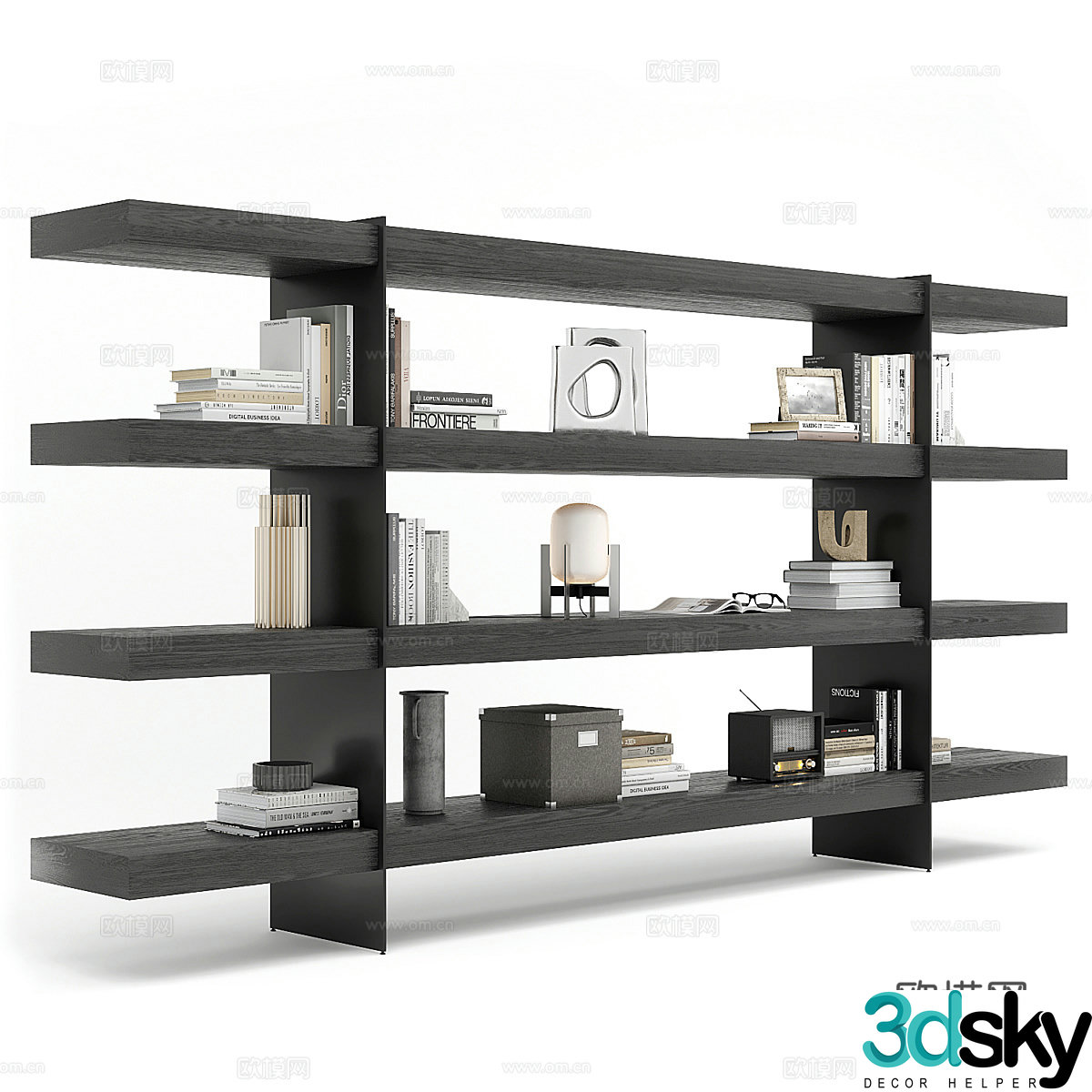 Modern Italian minimalist decorative shelf bookshelf 3d model