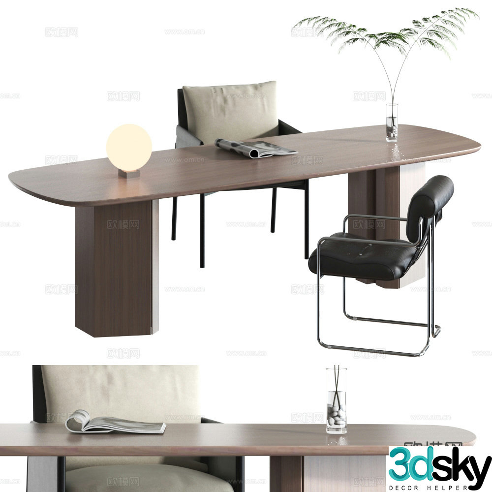 Large table modern desk office desk boss desk work desk desk 3d model