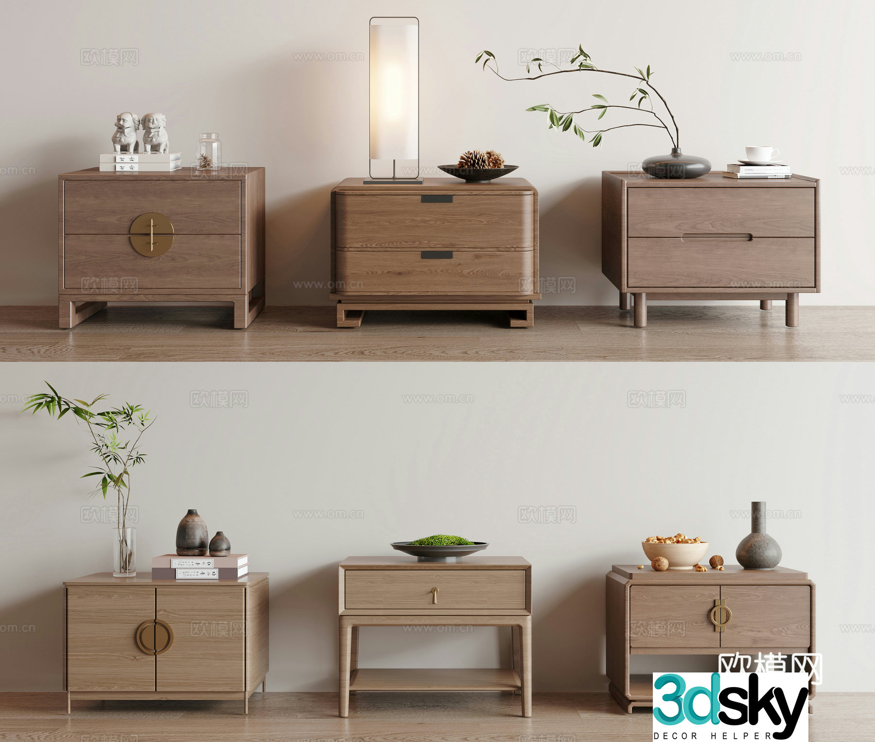 New Chinese Song style bedside table 3D model