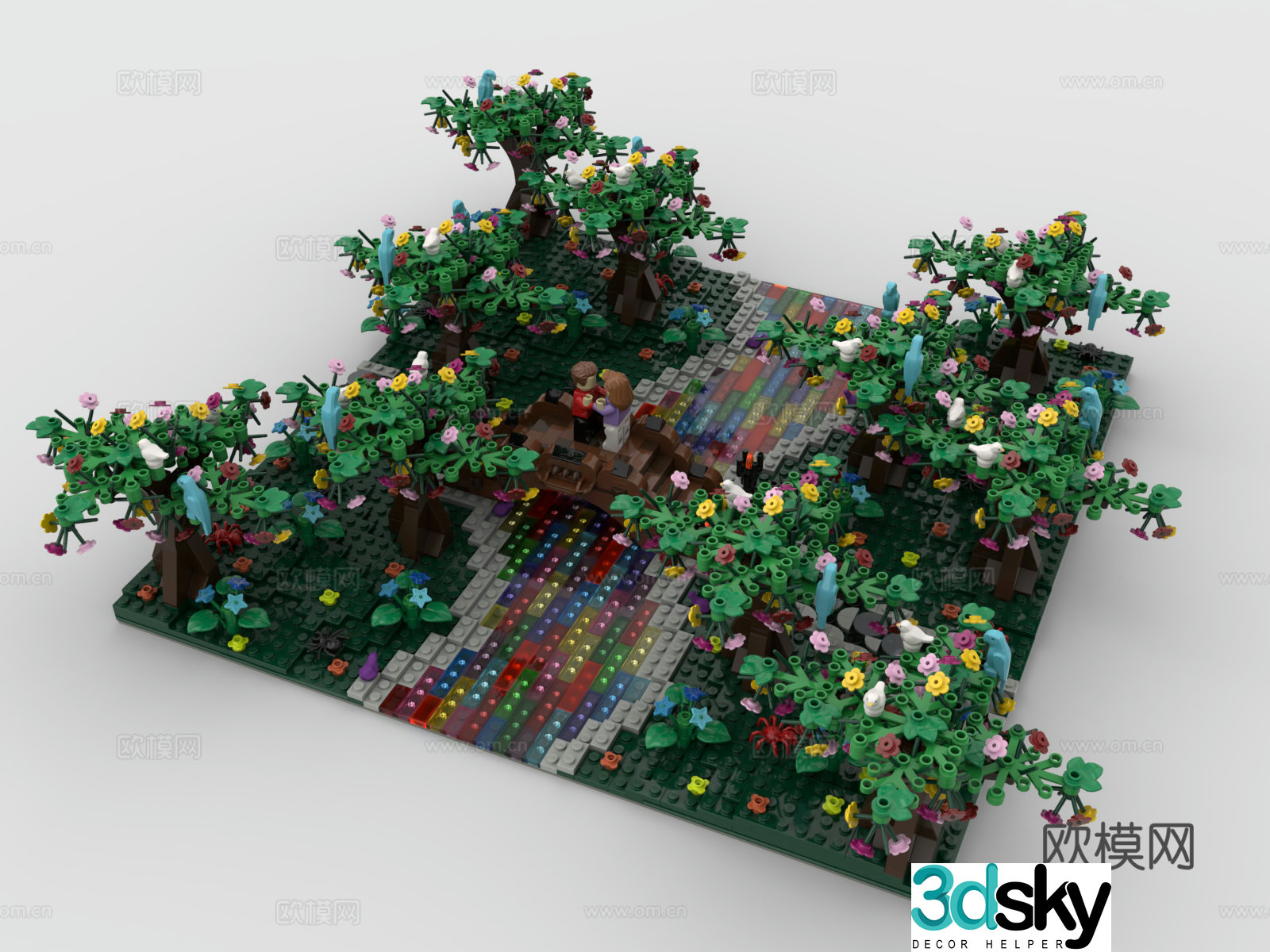 LEGO LEGO Toy Building Blocks Forest Park Garden Small Bridge Running Water 3D Model