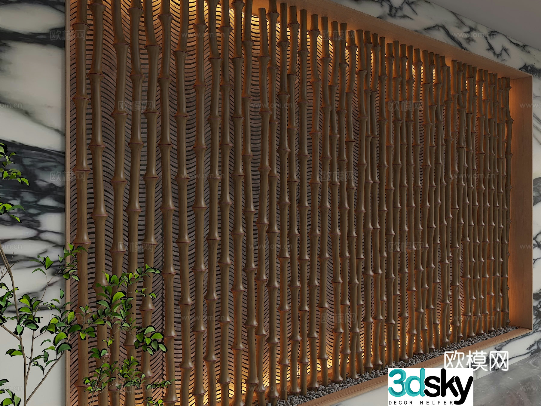 Modern background wall 3d model