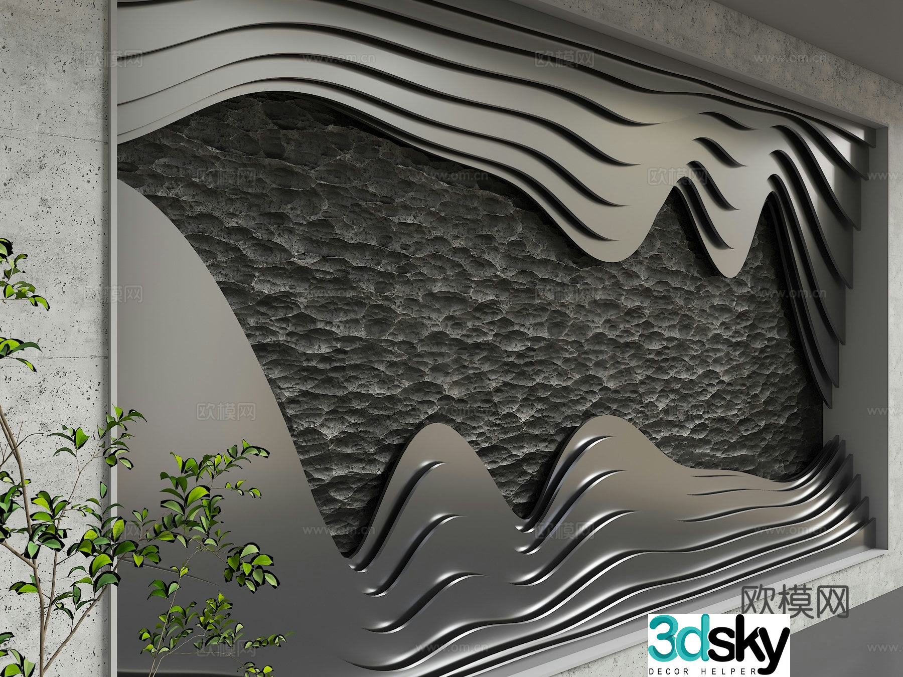 Modern background wall 3d model