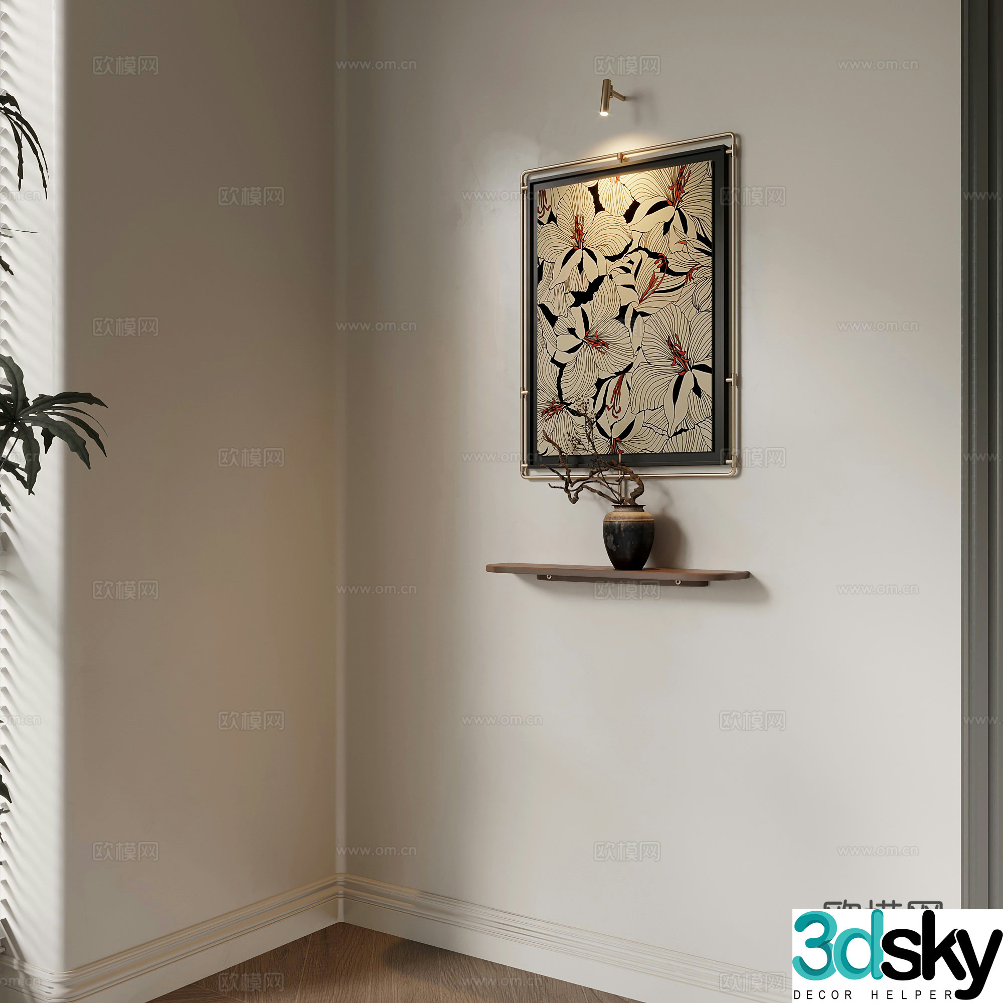 Decorative painting French retro style decorative painting Wall decoration Hanging 3D model